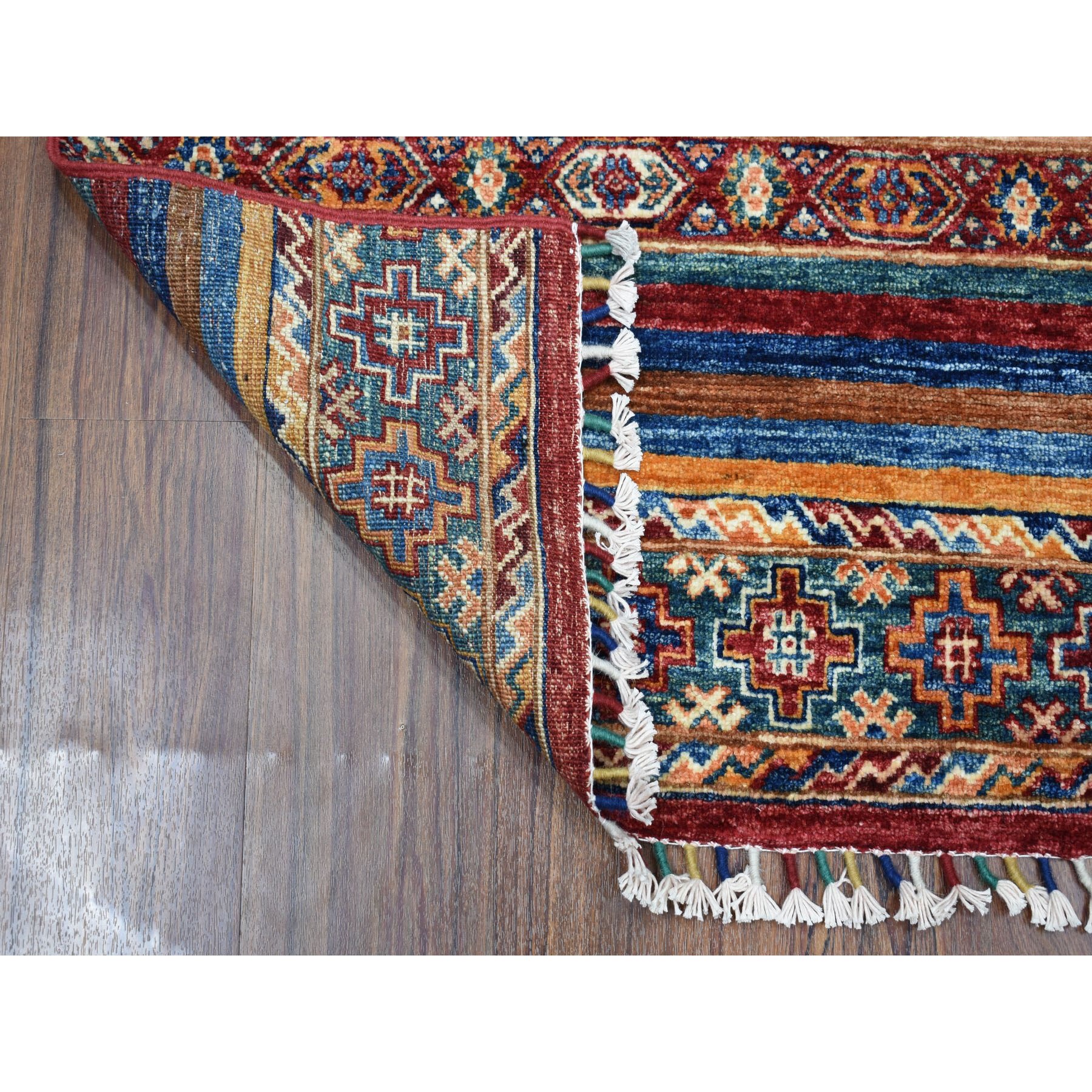 2-6 x4-3  Khorjin Design Colorful Super Kazak Pure Wool Hand Knotted Oriental Rug 