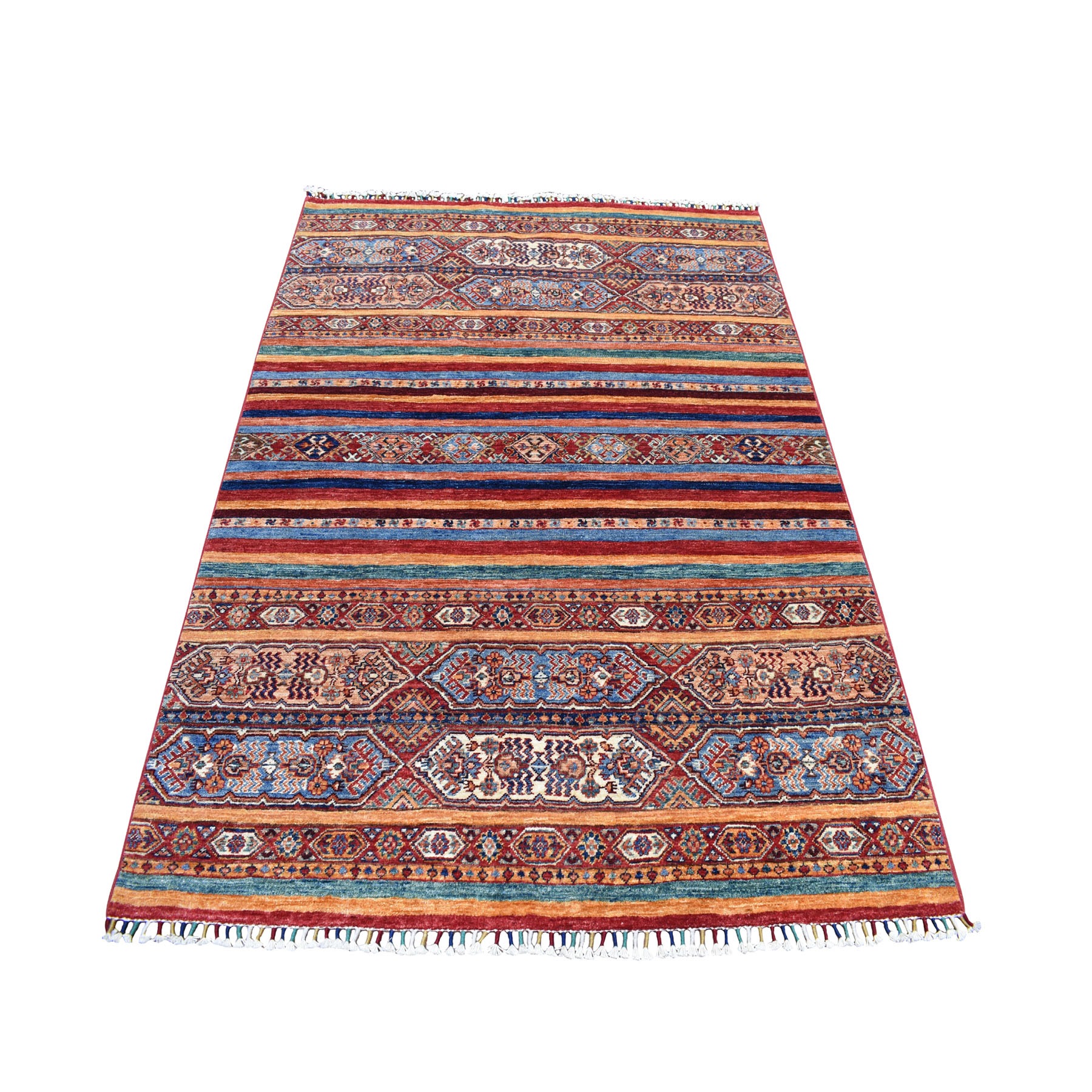 4-10 x6-3  Khorjin Design Colorful Super Kazak Pure Wool Hand Knotted Oriental Rug 