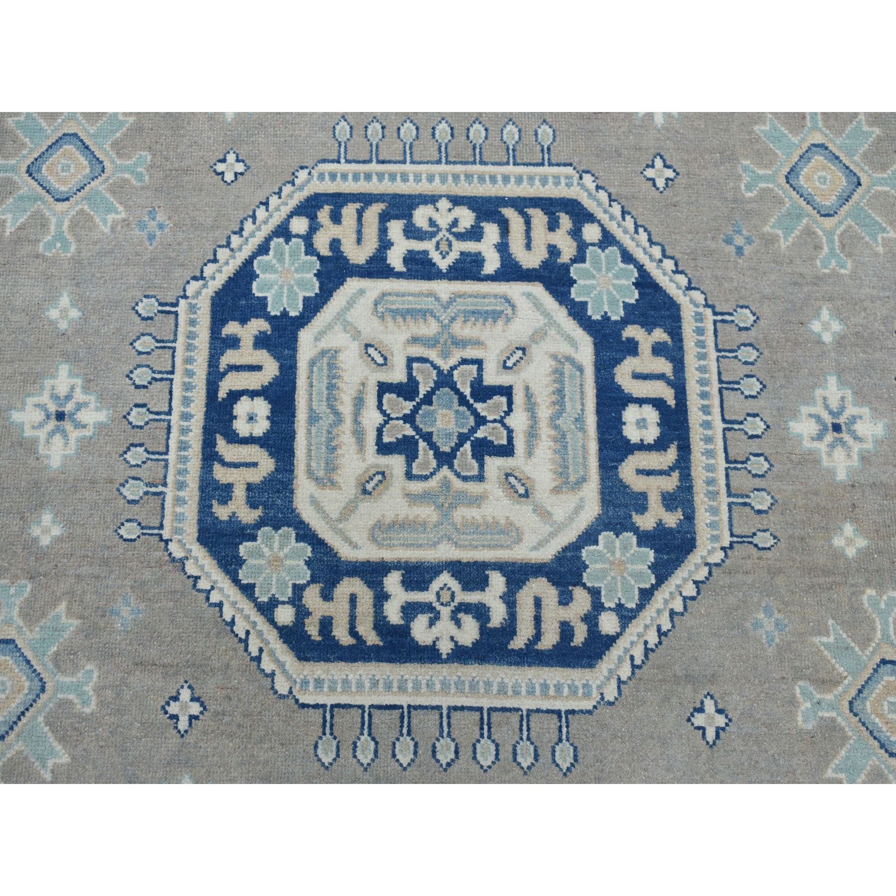 8'9"x12' Gray Vintage Look Kazak Geometric Design Pure Wool Hand Knotted Oriental Rug