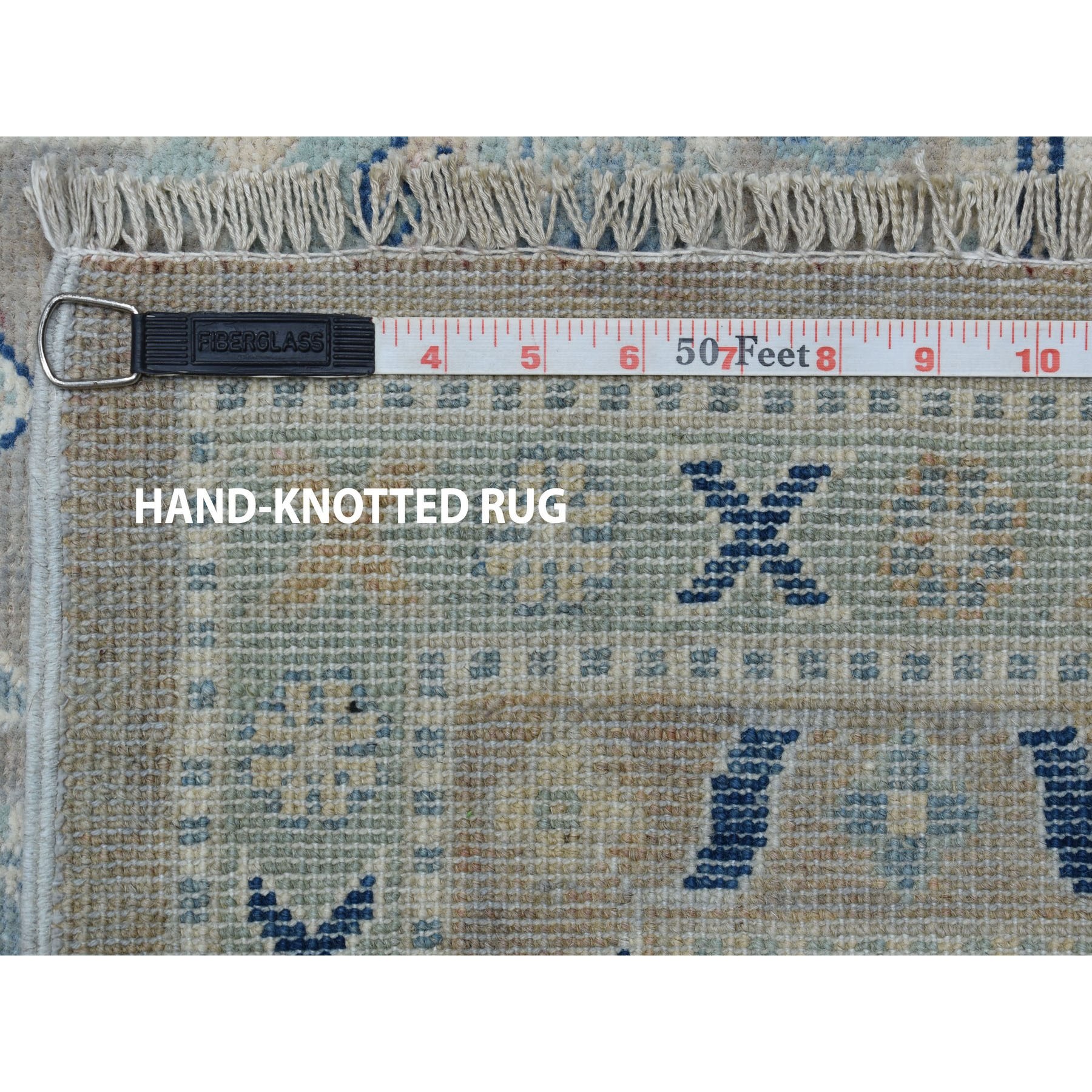 8'9"x12' Gray Vintage Look Kazak Geometric Design Pure Wool Hand Knotted Oriental Rug