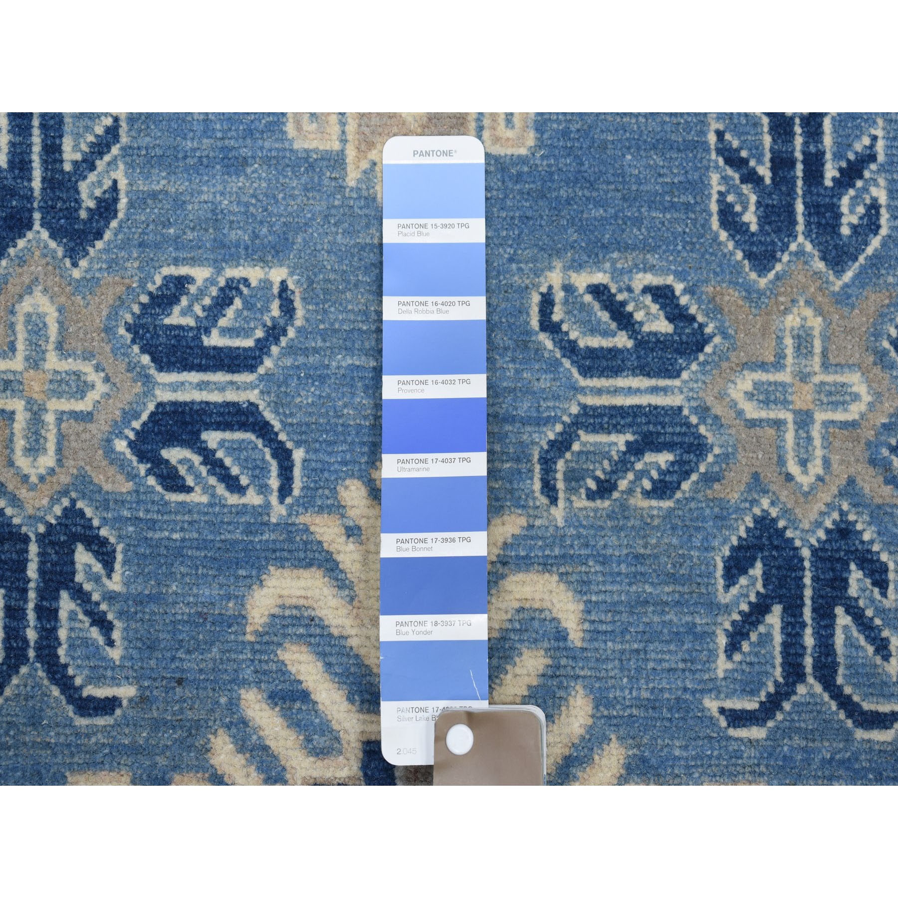 9-8 x13-5  Blue Vintage Look Kazak Geometric Design Pure Wool Hand Knotted Oriental Rug 