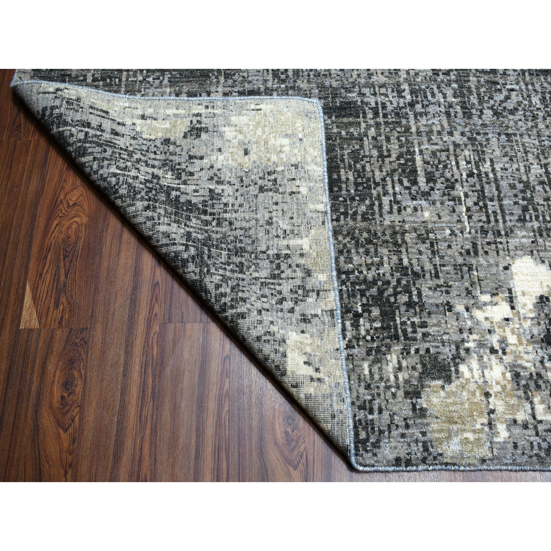 10-2 x14-3  Gray Pure Wool Abstract Design Hand Knotted Oriental Rug 