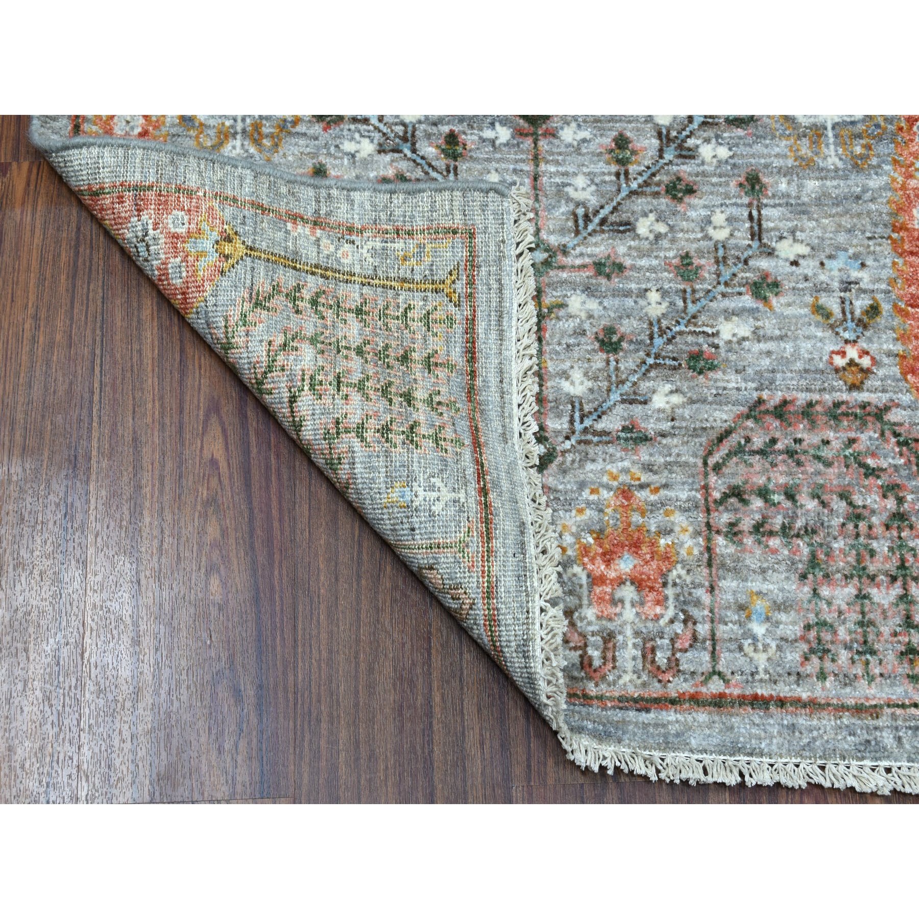 2-6 x6- Gray Peshawar Willow And Cypress Tree Design Hand Knotted Oriental Runner Rug 