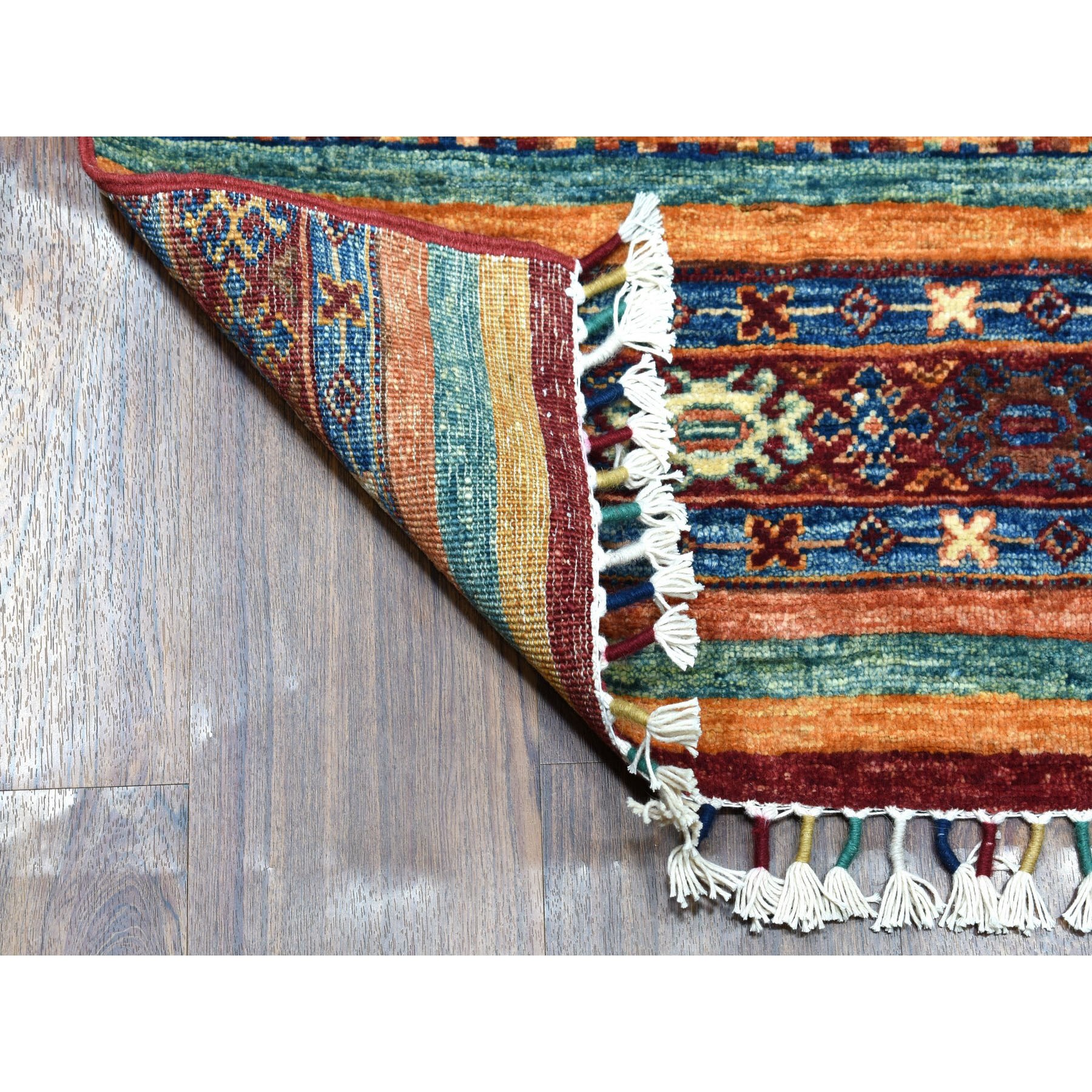 1-10 x9-8  Khorjin Design Colorful Runner Super Kazak Pure Wool Hand Knotted Oriental Rug 