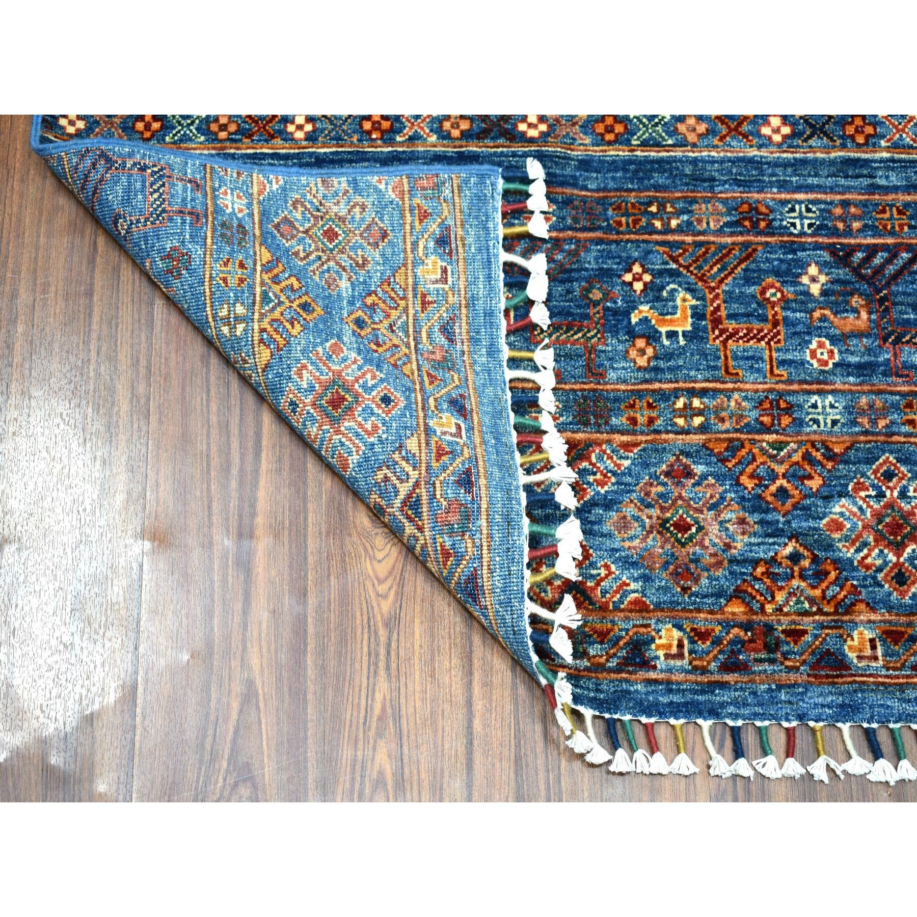 3-3 x5-2  Blue Kashkuli Design Super Kazak Pure Wool Hand Knotted Oriental Rug 