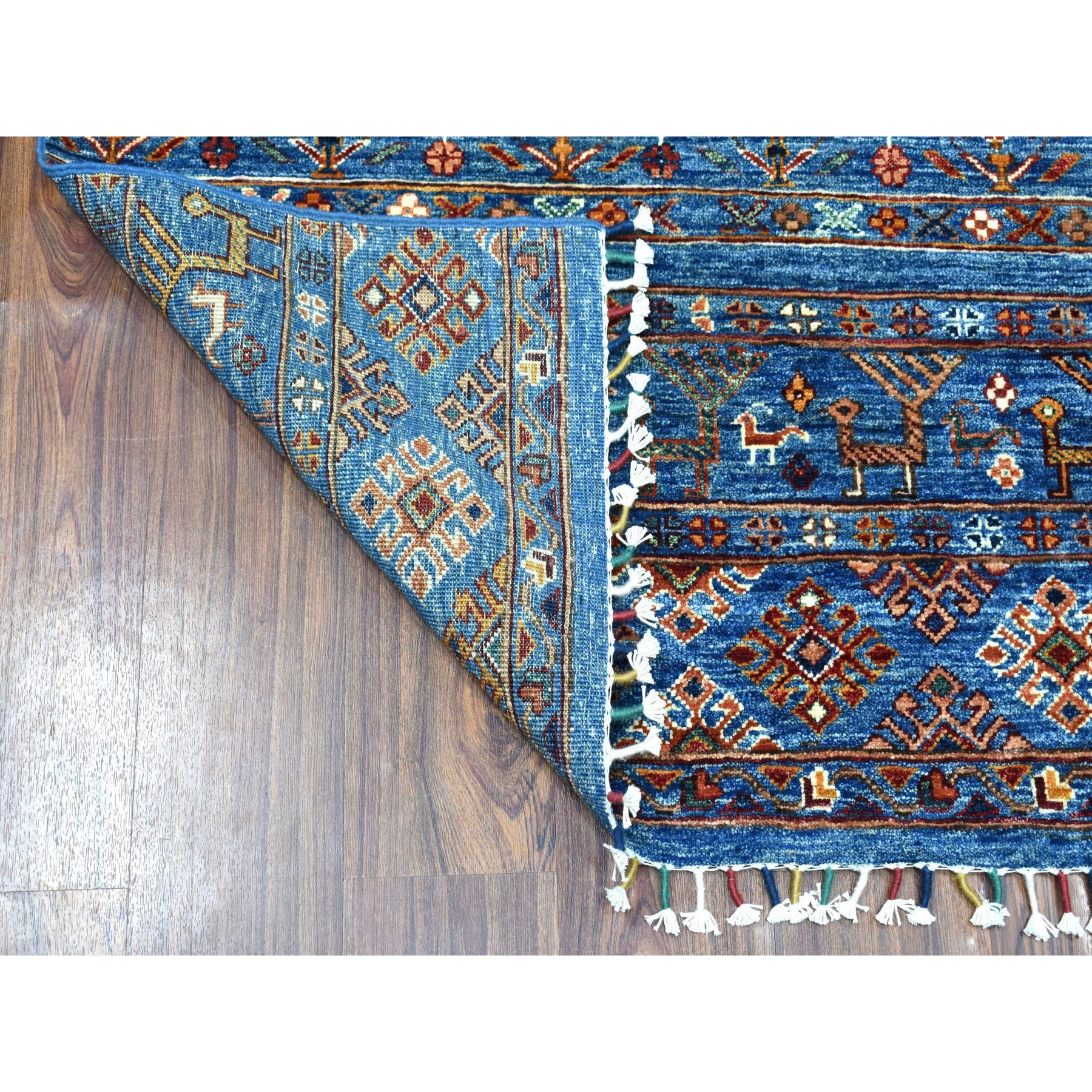 3-4 x5- Khorjin Design Blue Super Kazak Pure Wool Hand Knotted Oriental Rug 