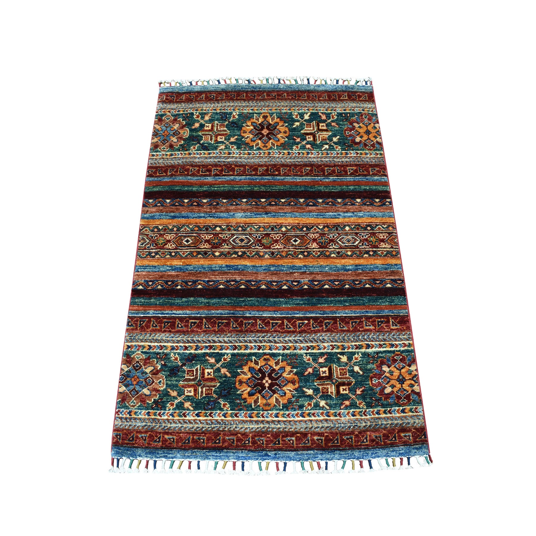 2'10"X4'1" Khorjin Design Colorful Super Kazak Pure Wool Hand Knotted Oriental Rug moaebcbe