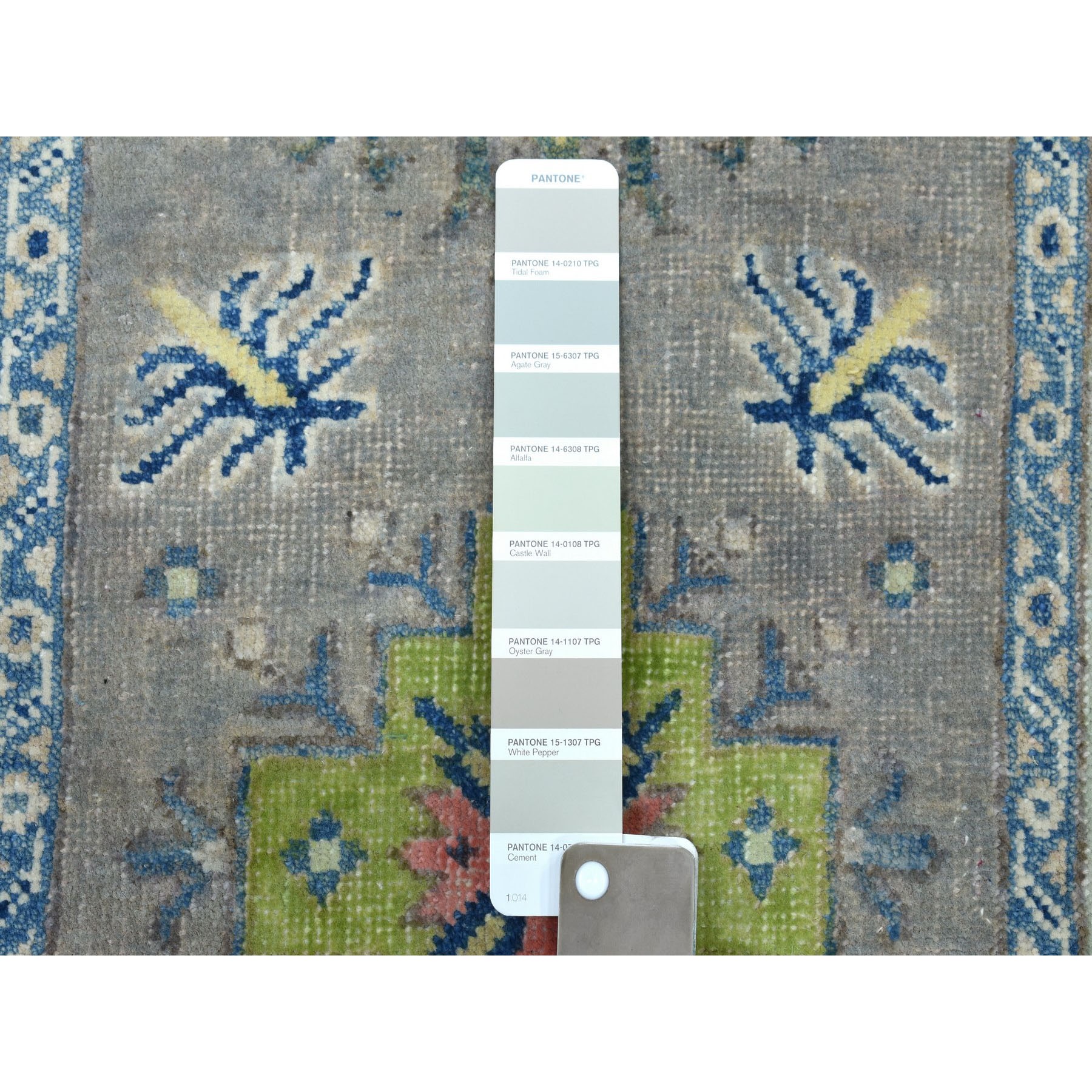 2-x2-10  Colorful Gray Fusion Kazak Pure Wool Geometric Design Hand Knotted Oriental Rug 
