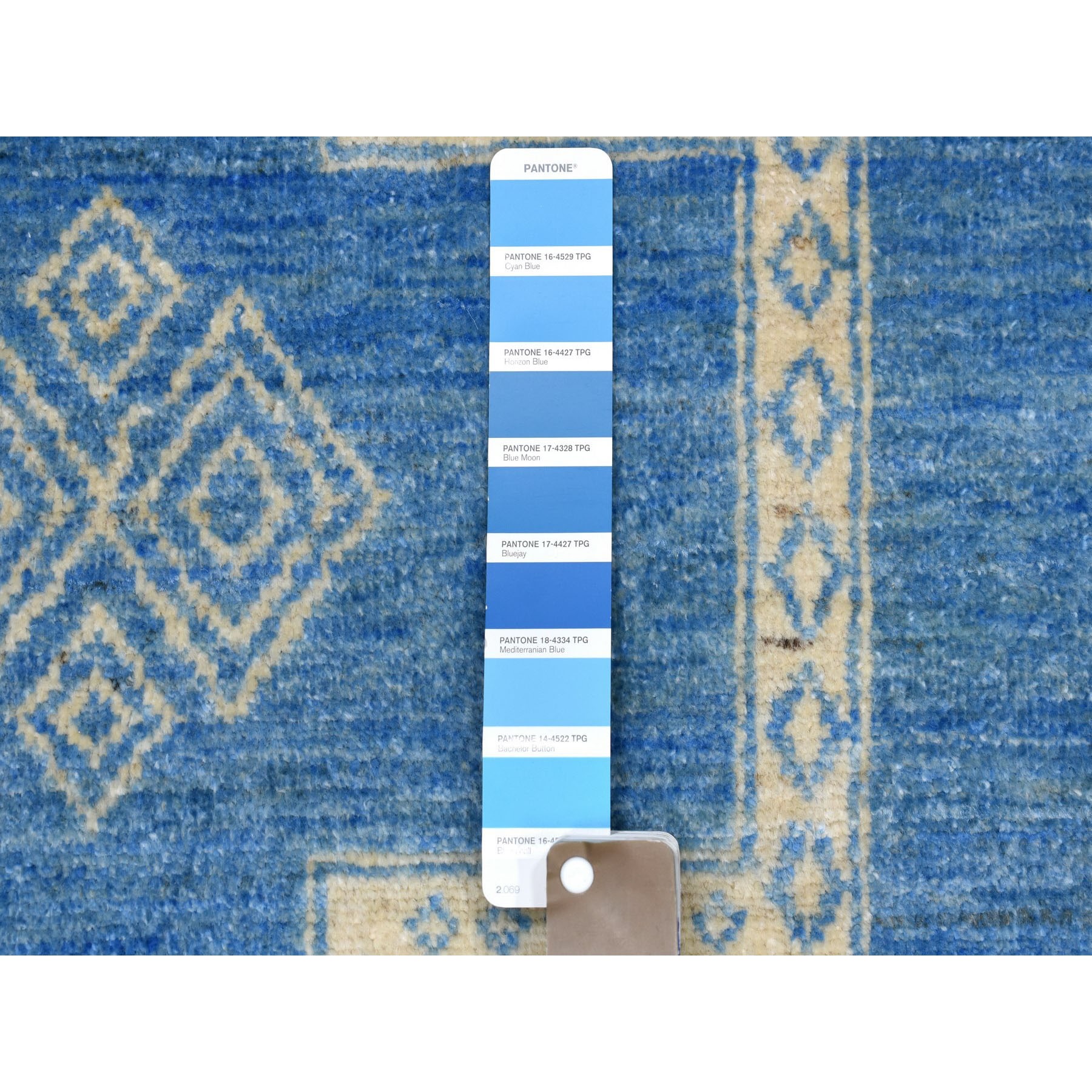 8-x10- Blue Hand Knotted Pure Wool Peshawar with Southwestern Motifs Oriental Rug 