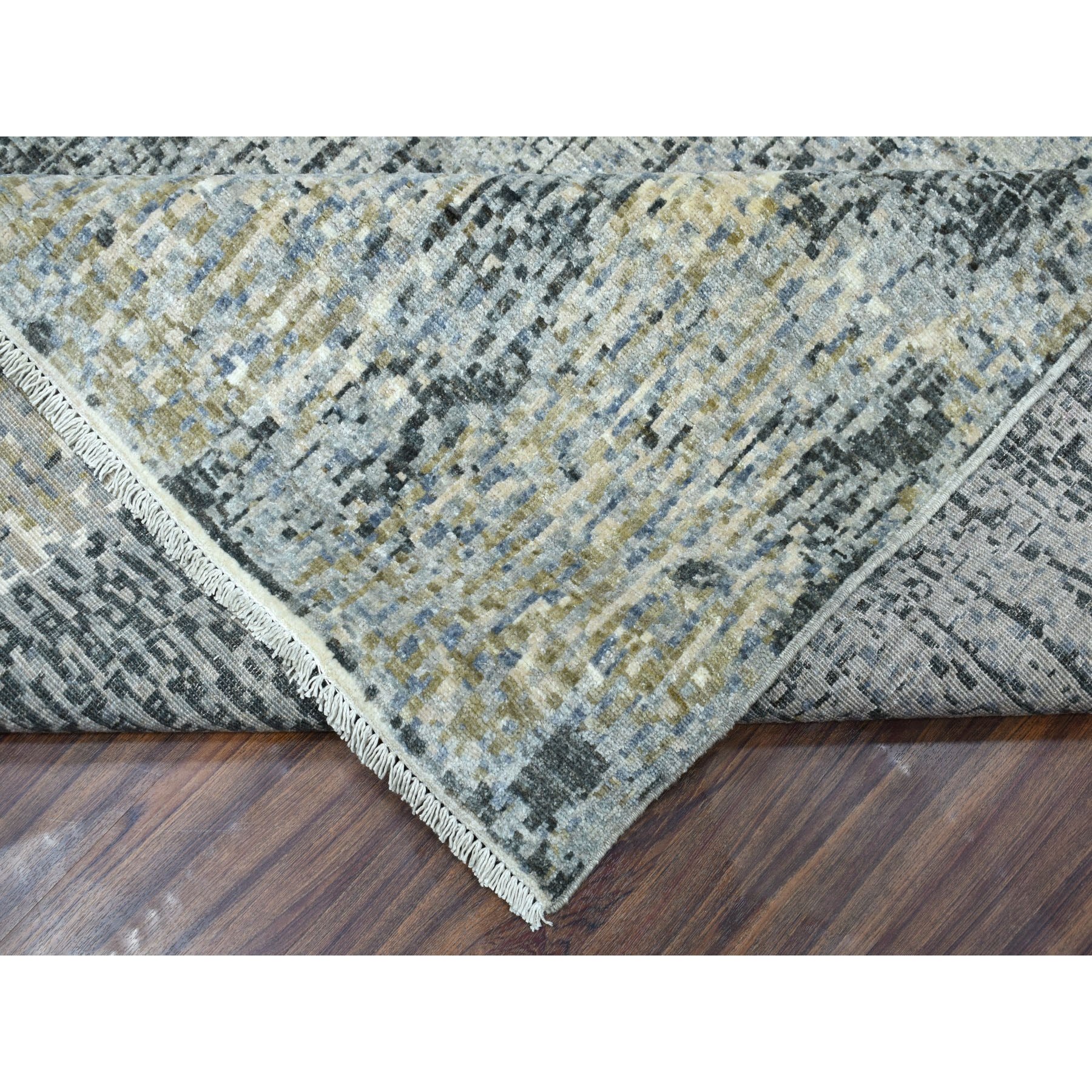 9-3 x11-9  Gray Pure Wool Abstract Design Hand Knotted Oriental Rug 