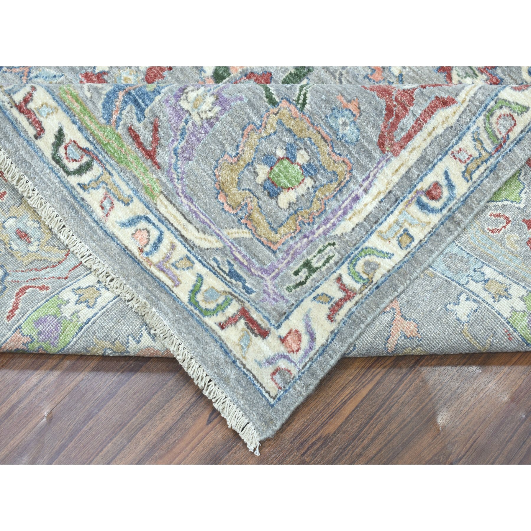 8-x10-6  Gray Peshawar ,Colorful Collection Pure Wool Hand Knotted Oriental Rug 