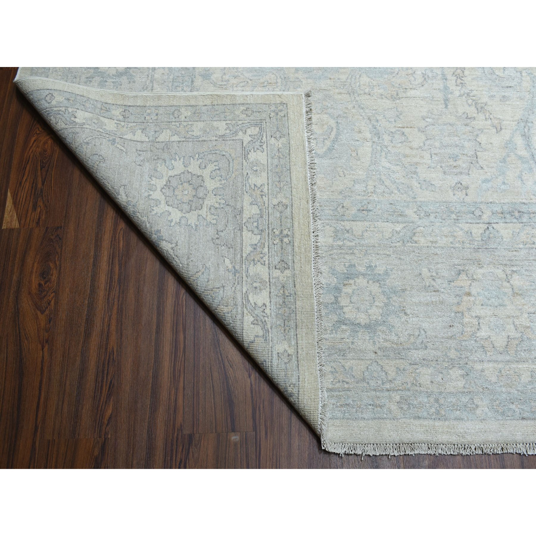 10'x13'9" White Wash Peshawar Pure Wool Hand Knotted Oriental Rug