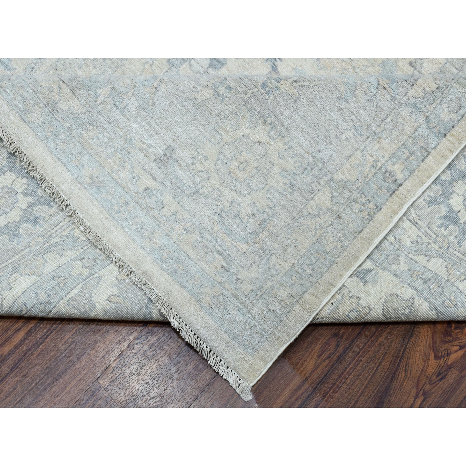 10'x13'9" White Wash Peshawar Pure Wool Hand Knotted Oriental Rug