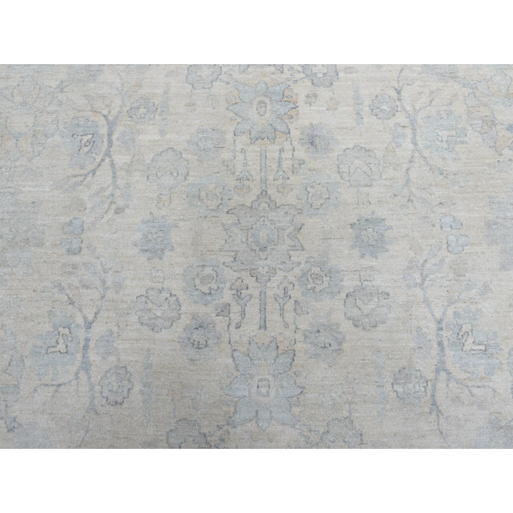 10'x13'9" White Wash Peshawar Pure Wool Hand Knotted Oriental Rug
