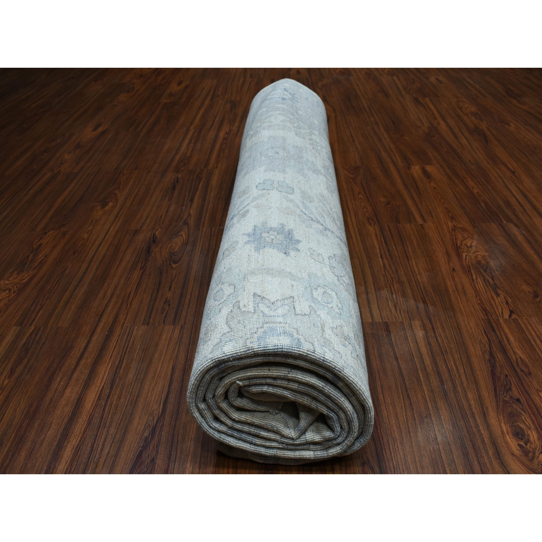 10'x13'9" White Wash Peshawar Pure Wool Hand Knotted Oriental Rug