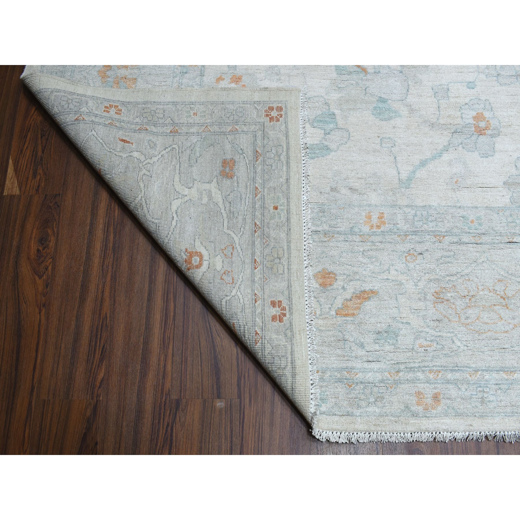 10'x13'10" White Wash Peshawar Pure Wool Hand Knotted Oriental Rug