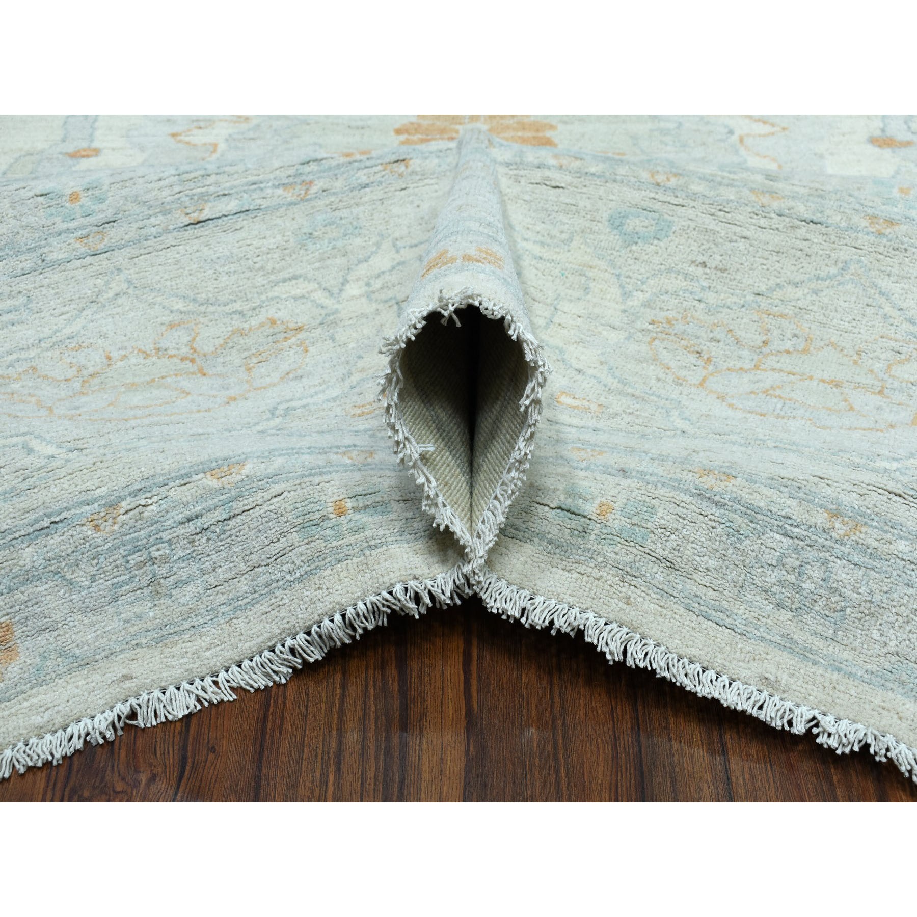 10'x13'10" White Wash Peshawar Pure Wool Hand Knotted Oriental Rug