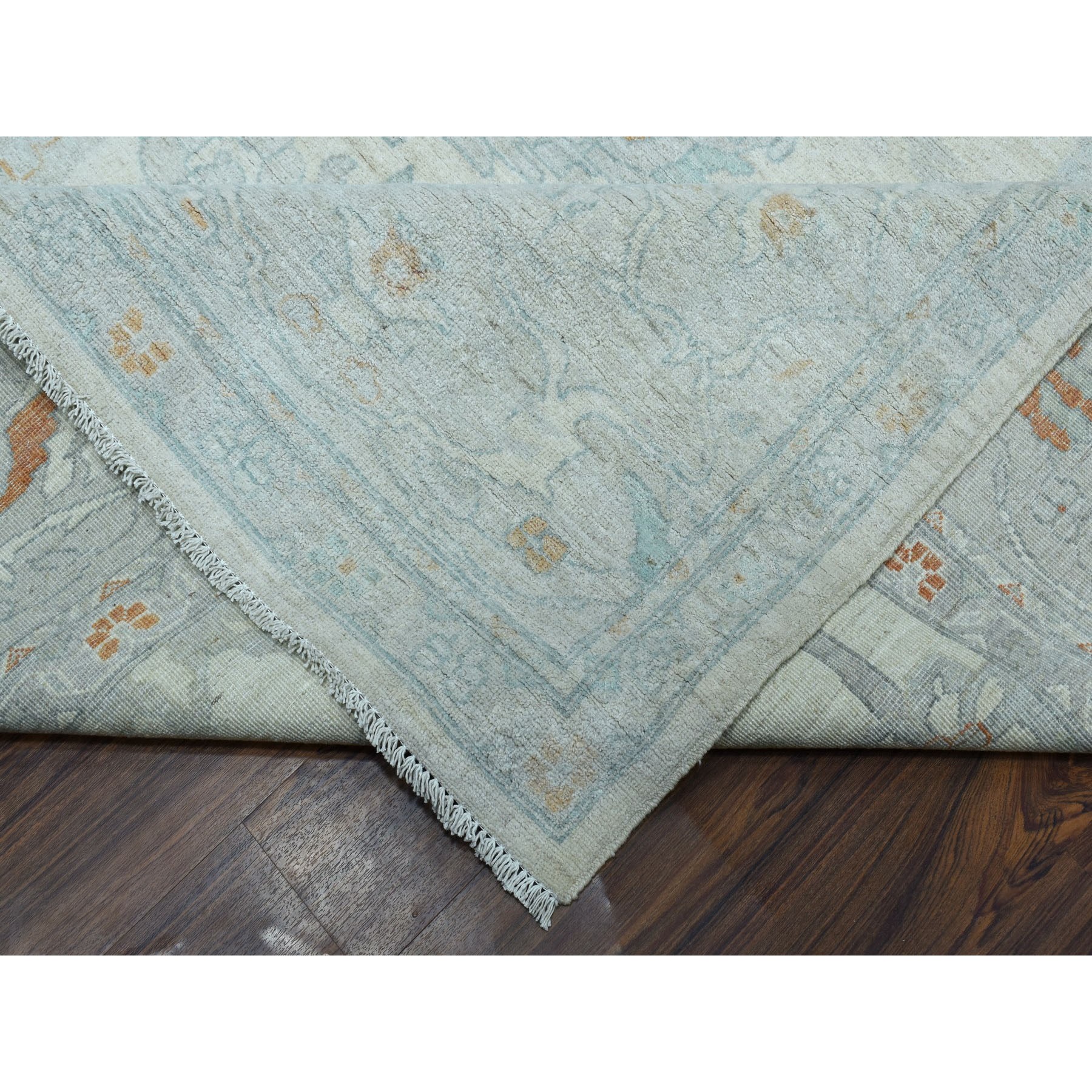 10'x13'10" White Wash Peshawar Pure Wool Hand Knotted Oriental Rug