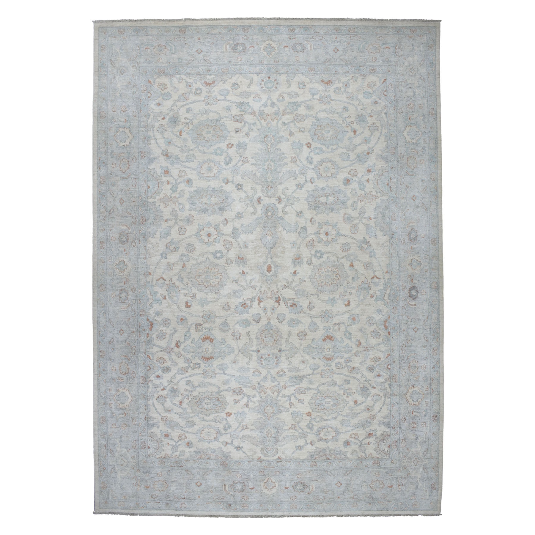 10'x14' White Wash Peshawar Pure Wool Hand Knotted Oriental Rug