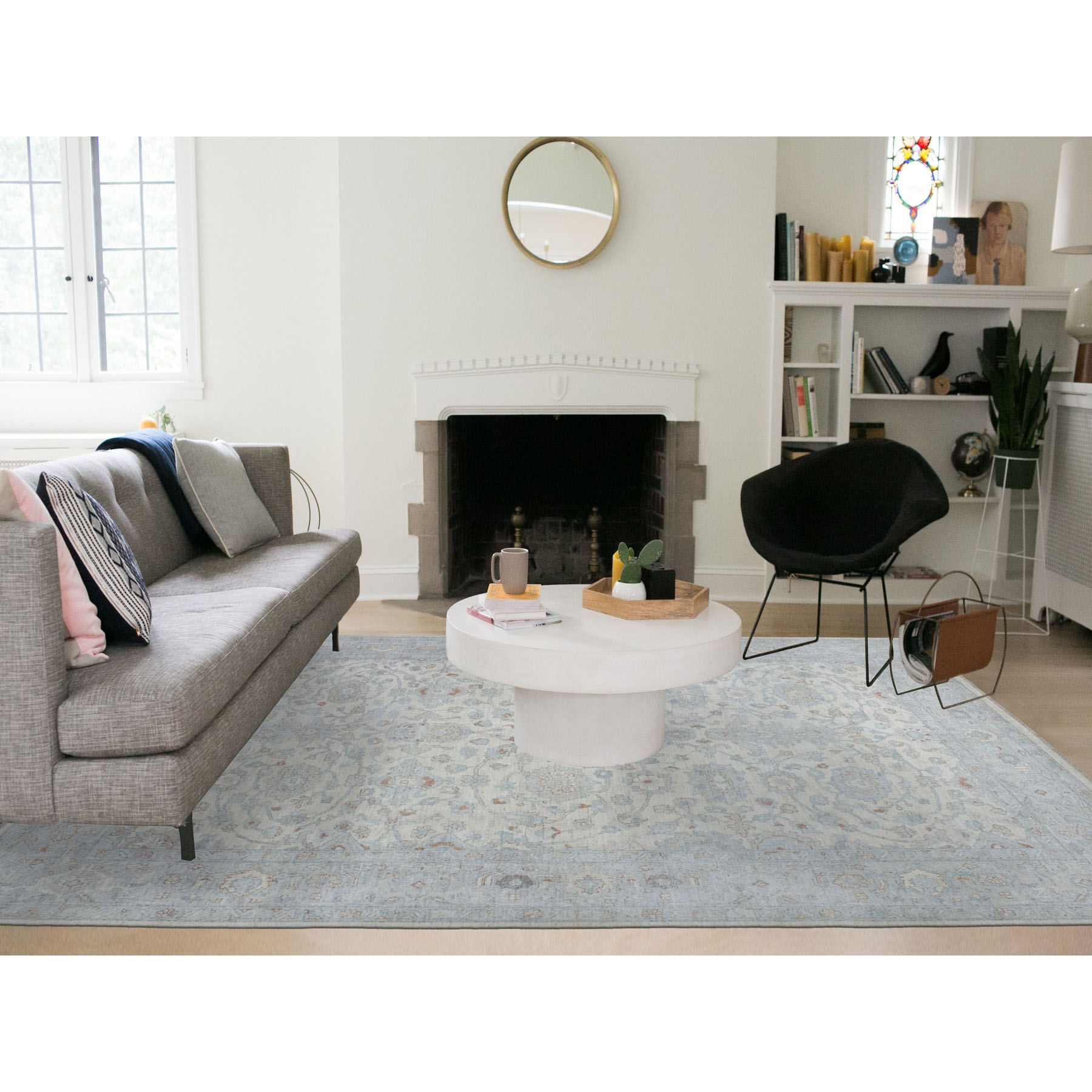 10'x14' White Wash Peshawar Pure Wool Hand Knotted Oriental Rug