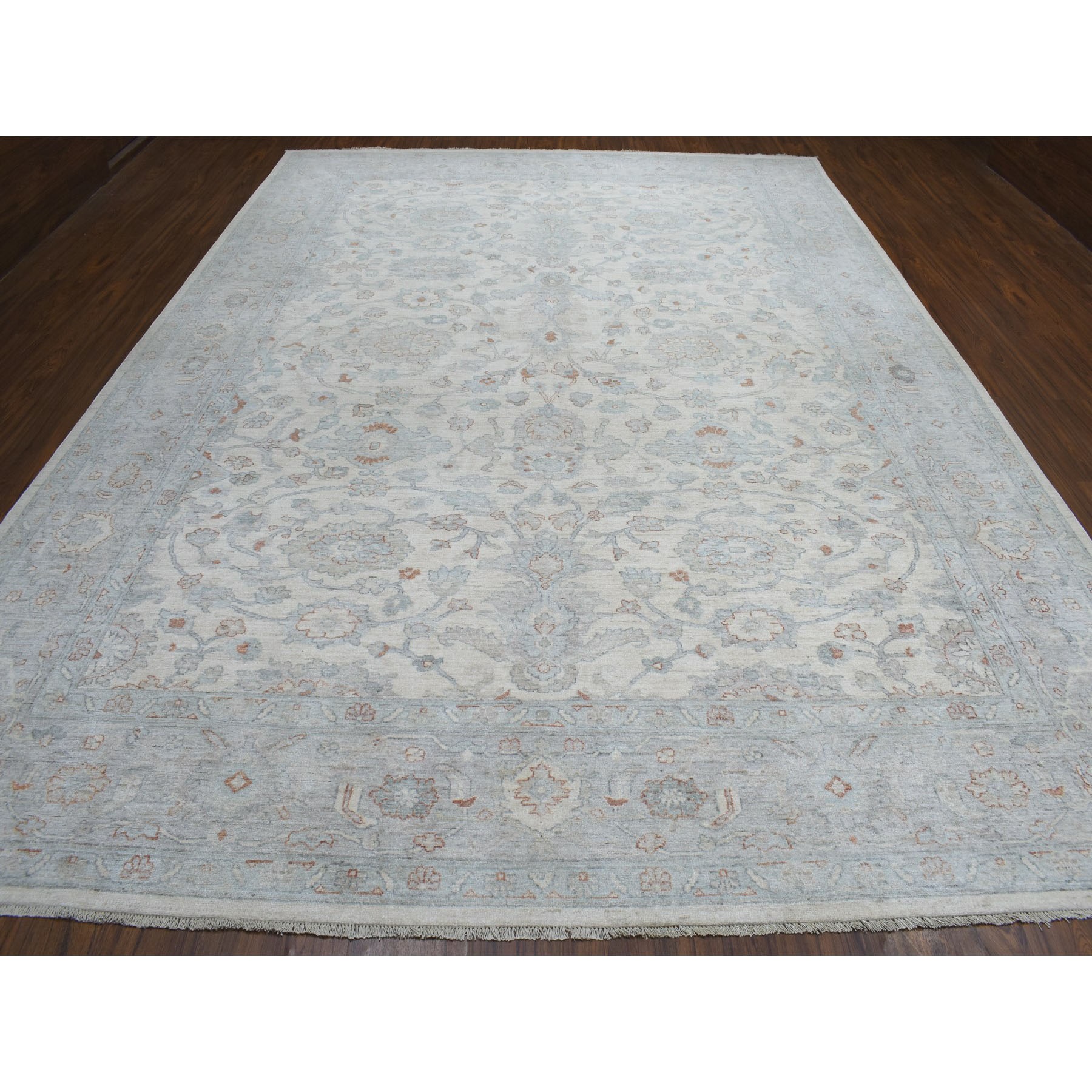 10'x14' White Wash Peshawar Pure Wool Hand Knotted Oriental Rug