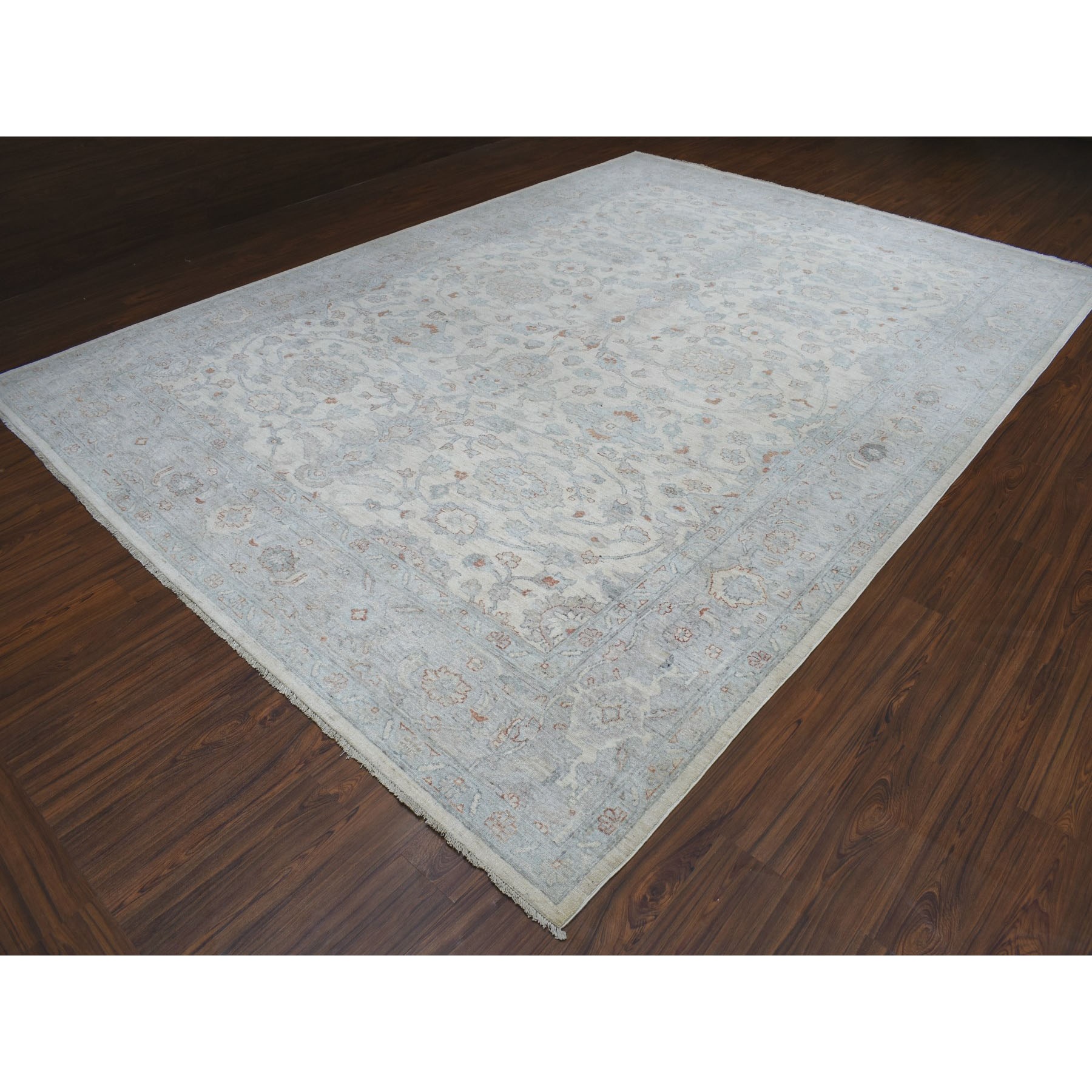 10'x14' White Wash Peshawar Pure Wool Hand Knotted Oriental Rug