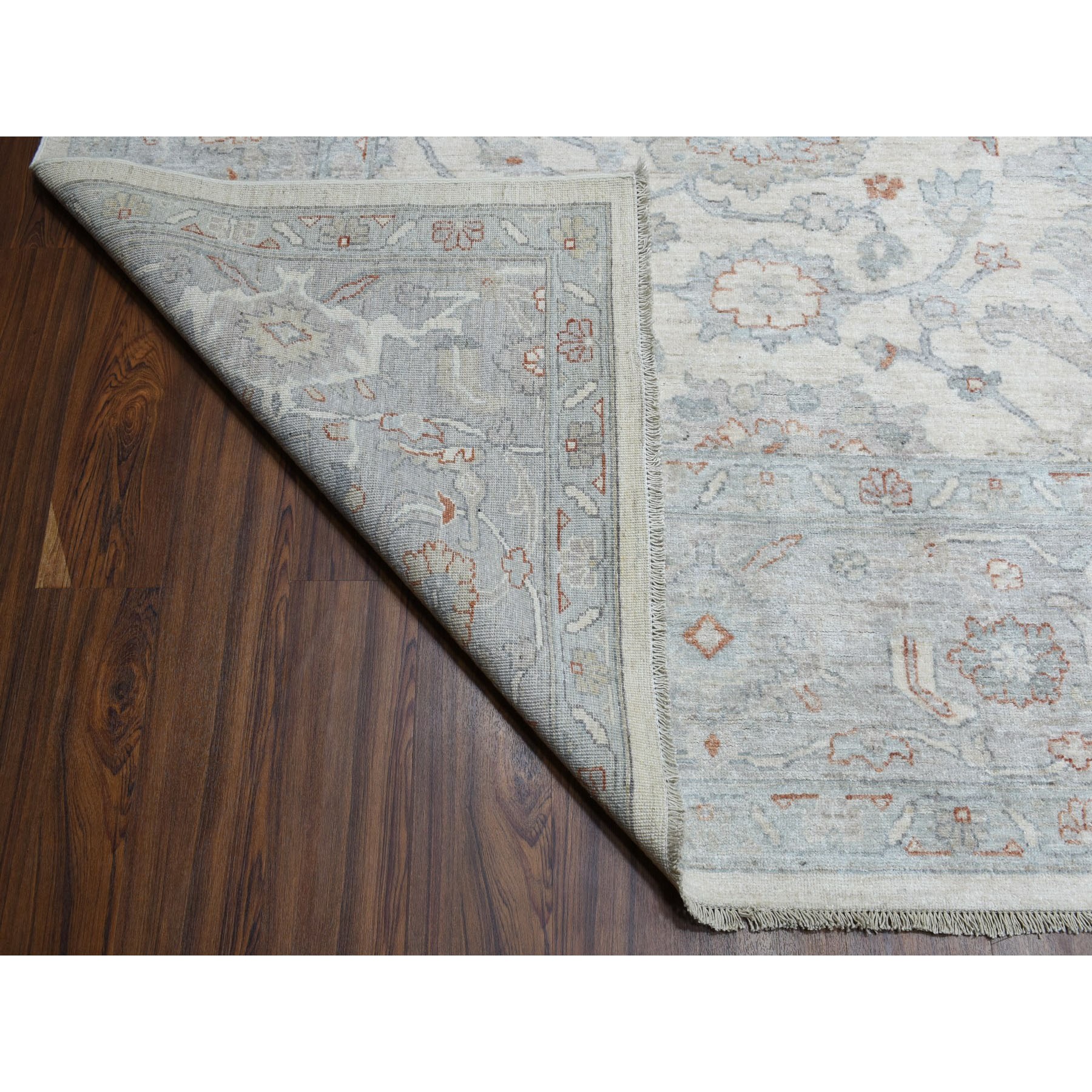 10'x14' White Wash Peshawar Pure Wool Hand Knotted Oriental Rug