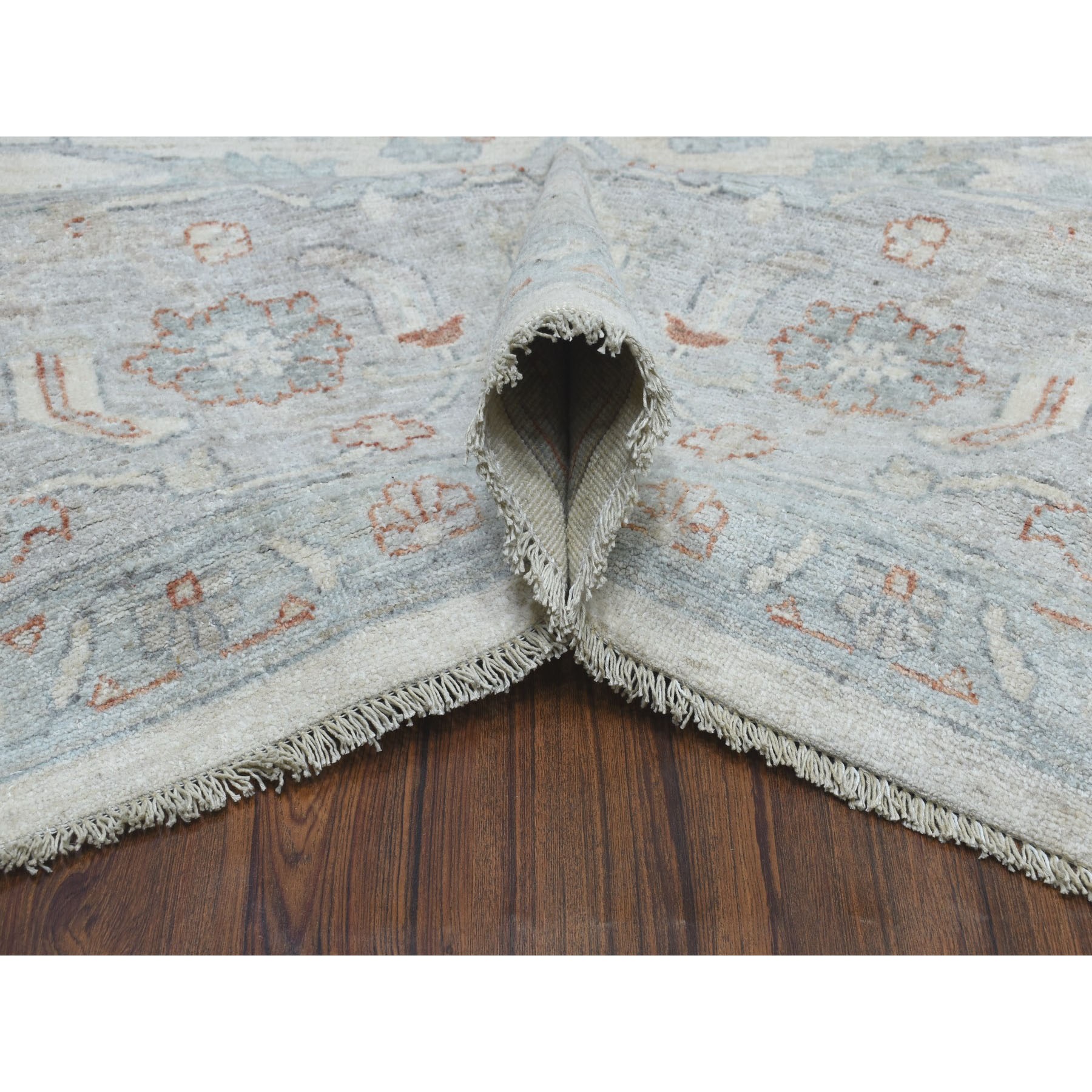 10'x14' White Wash Peshawar Pure Wool Hand Knotted Oriental Rug