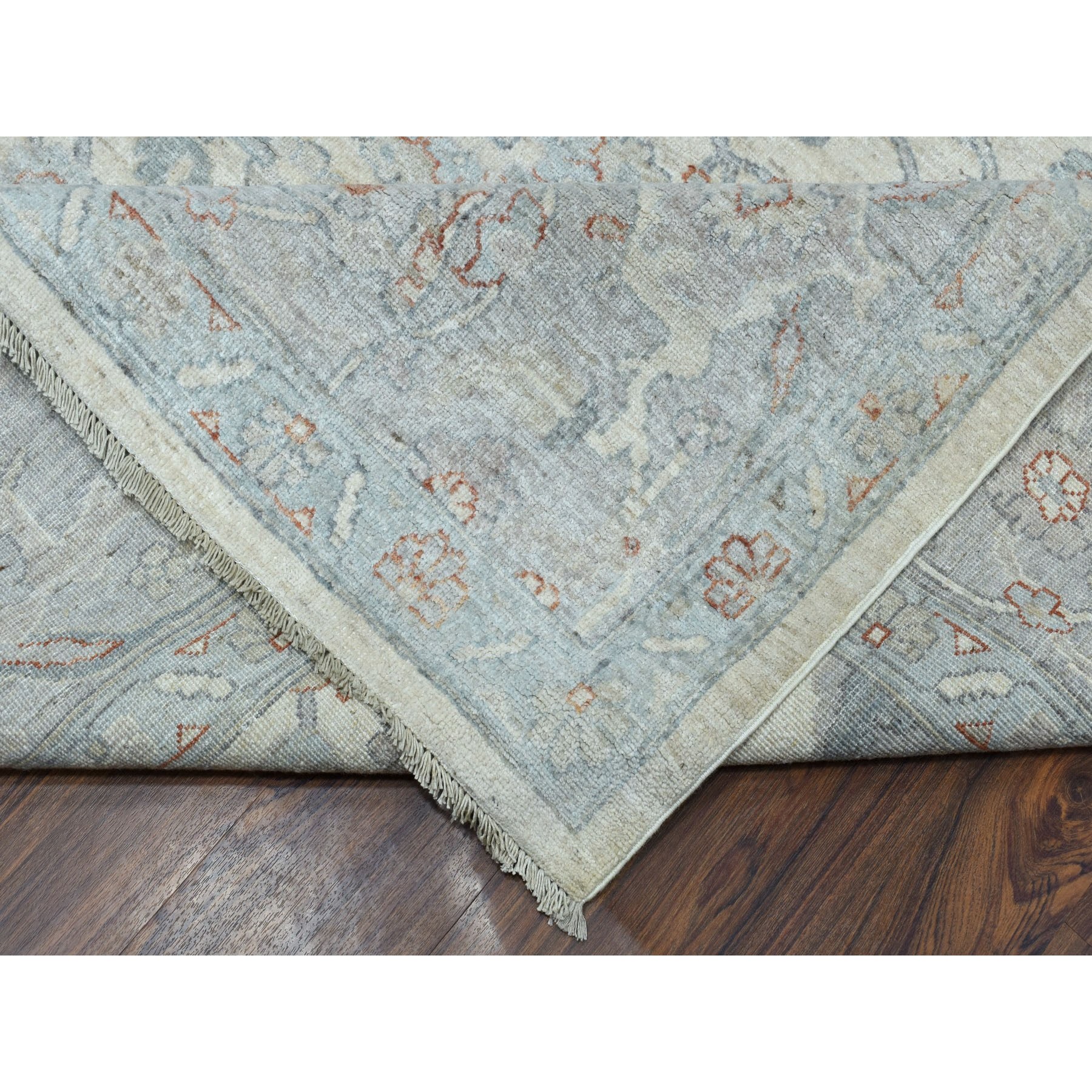 10'x14' White Wash Peshawar Pure Wool Hand Knotted Oriental Rug