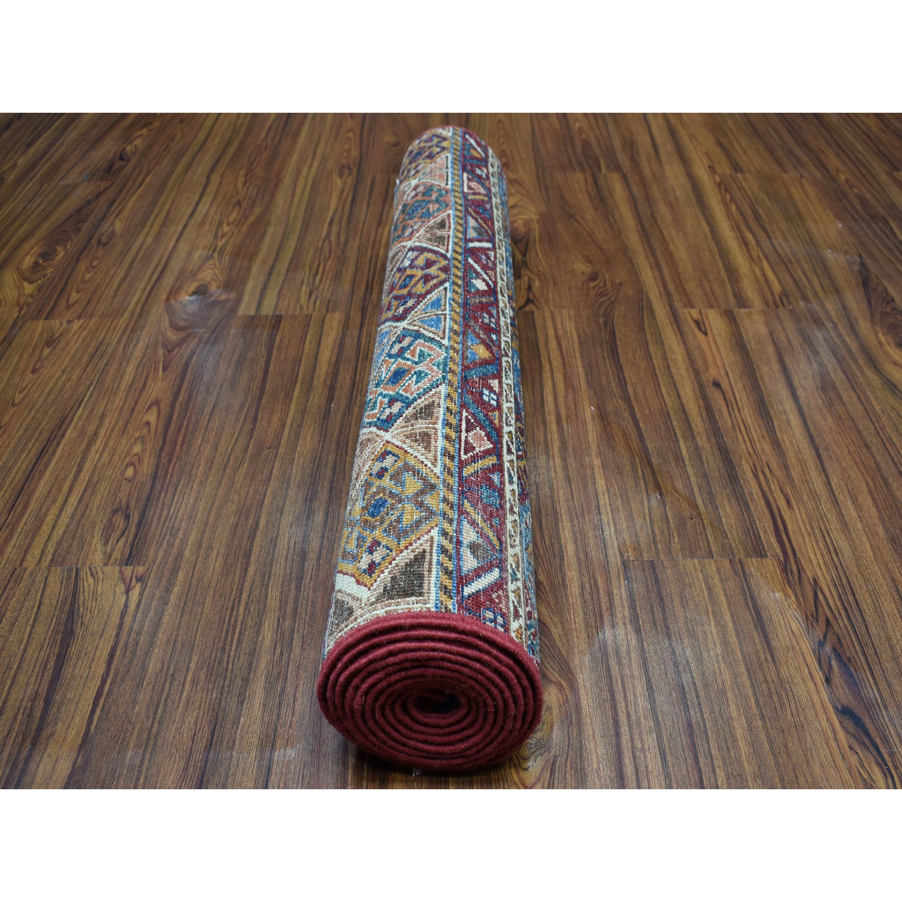 3-x9-4  Khorjin Design Colorful Runner Super Kazak Pure Wool Hand Knotted Oriental Rug 