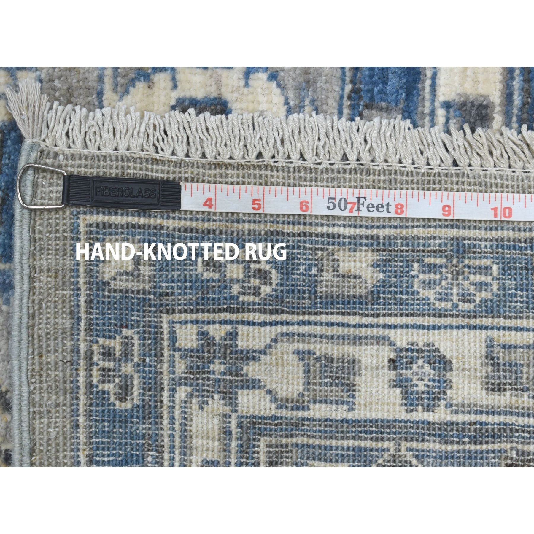8-x10- Gray Pure Wool Hand-Knotted Peshawar With Karajeh Design Oriental Rug 
