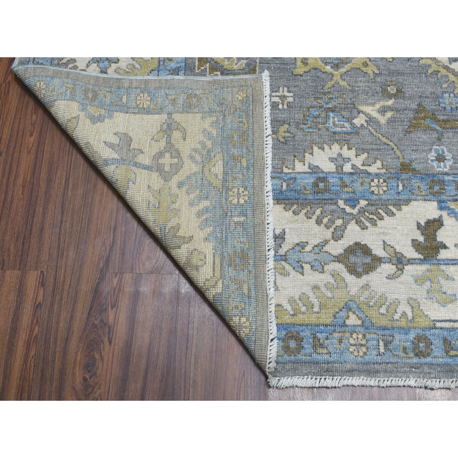 8'7"x11'8" Gray Angora Oushak Pure Wool Hand Knotted Oriental Rug
