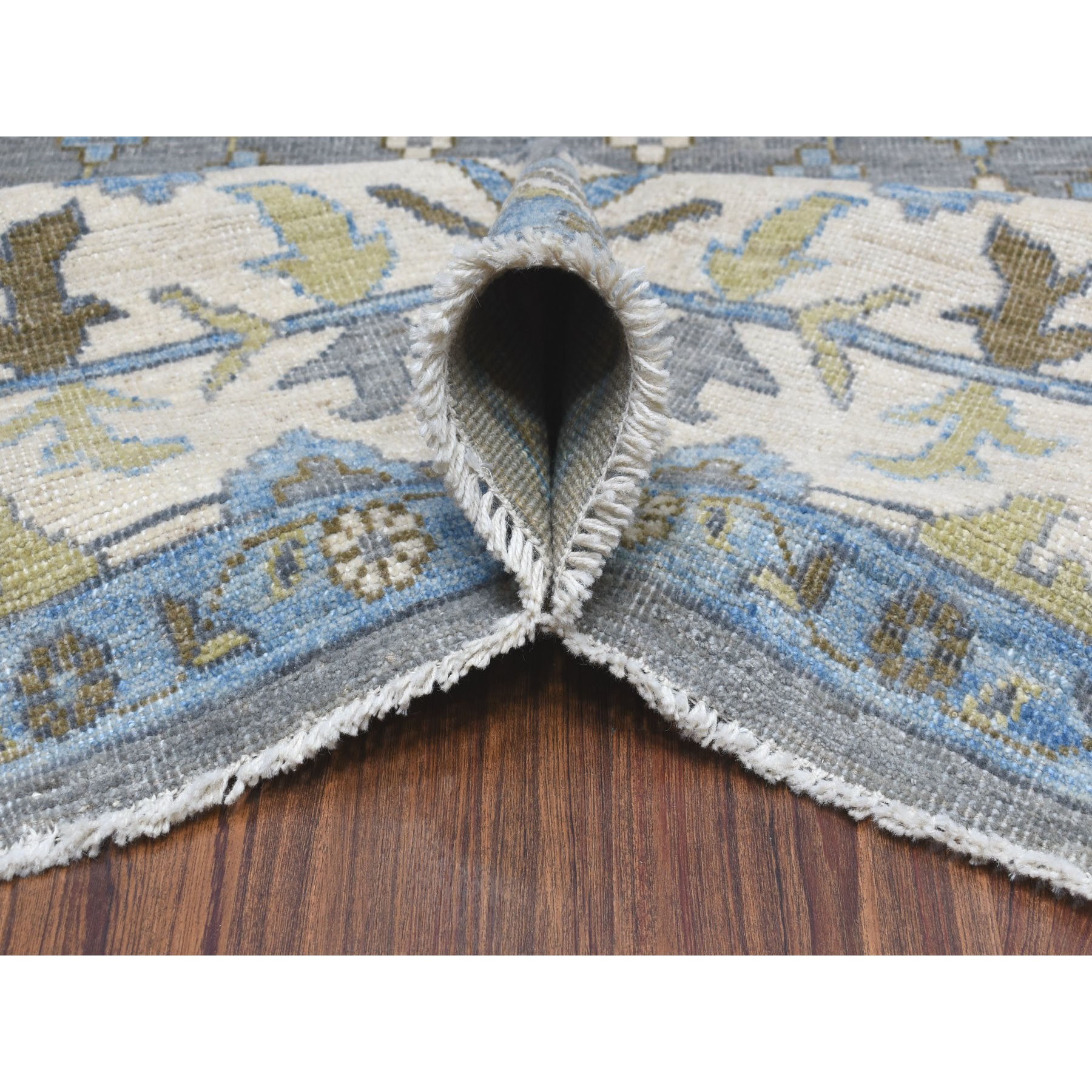 8'7"x11'8" Gray Angora Oushak Pure Wool Hand Knotted Oriental Rug