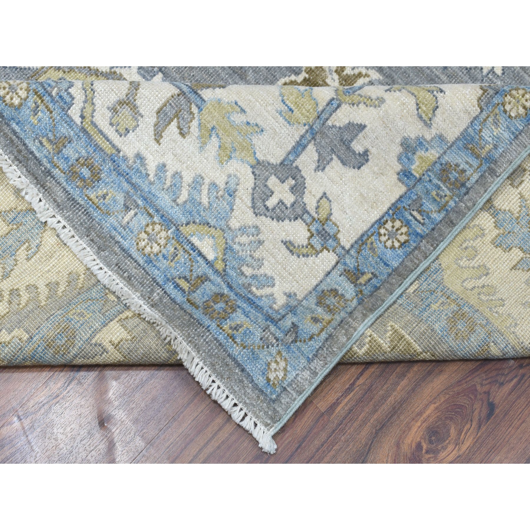 8'7"x11'8" Gray Angora Oushak Pure Wool Hand Knotted Oriental Rug