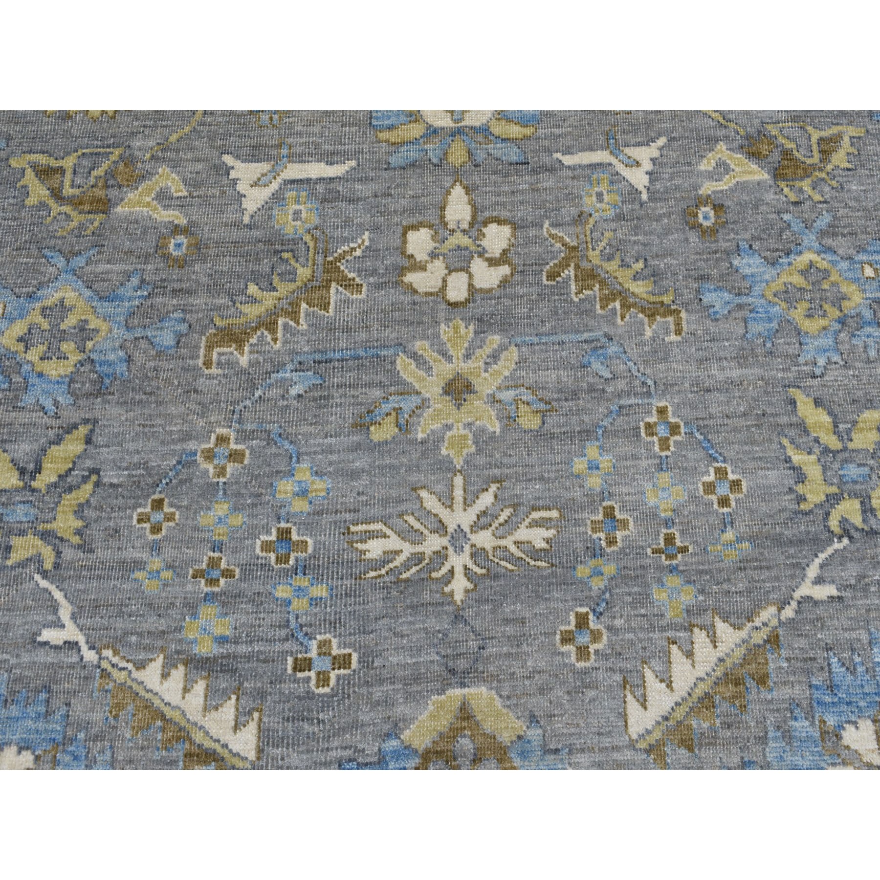 8'7"x11'8" Gray Angora Oushak Pure Wool Hand Knotted Oriental Rug