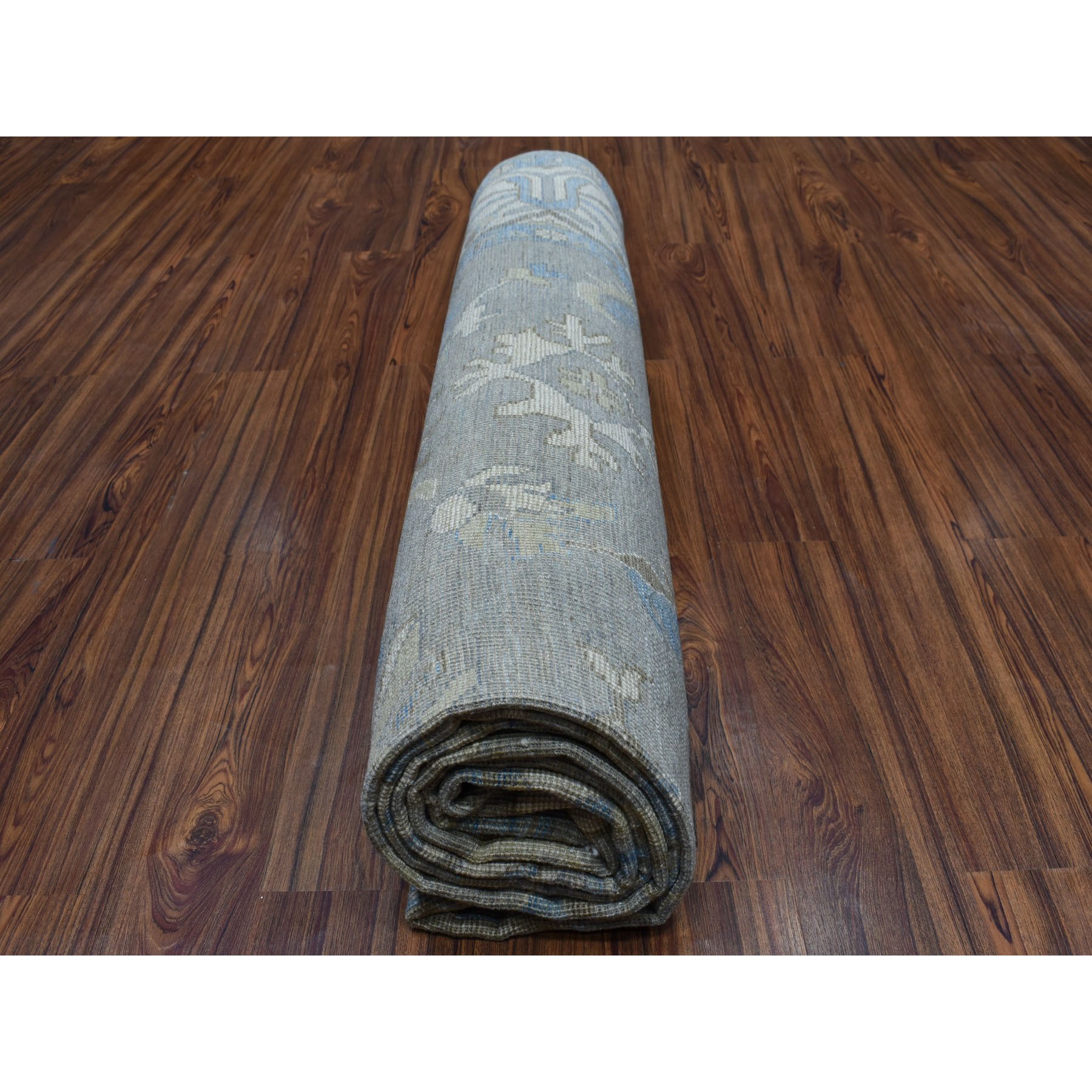 8'7"x11'8" Gray Angora Oushak Pure Wool Hand Knotted Oriental Rug