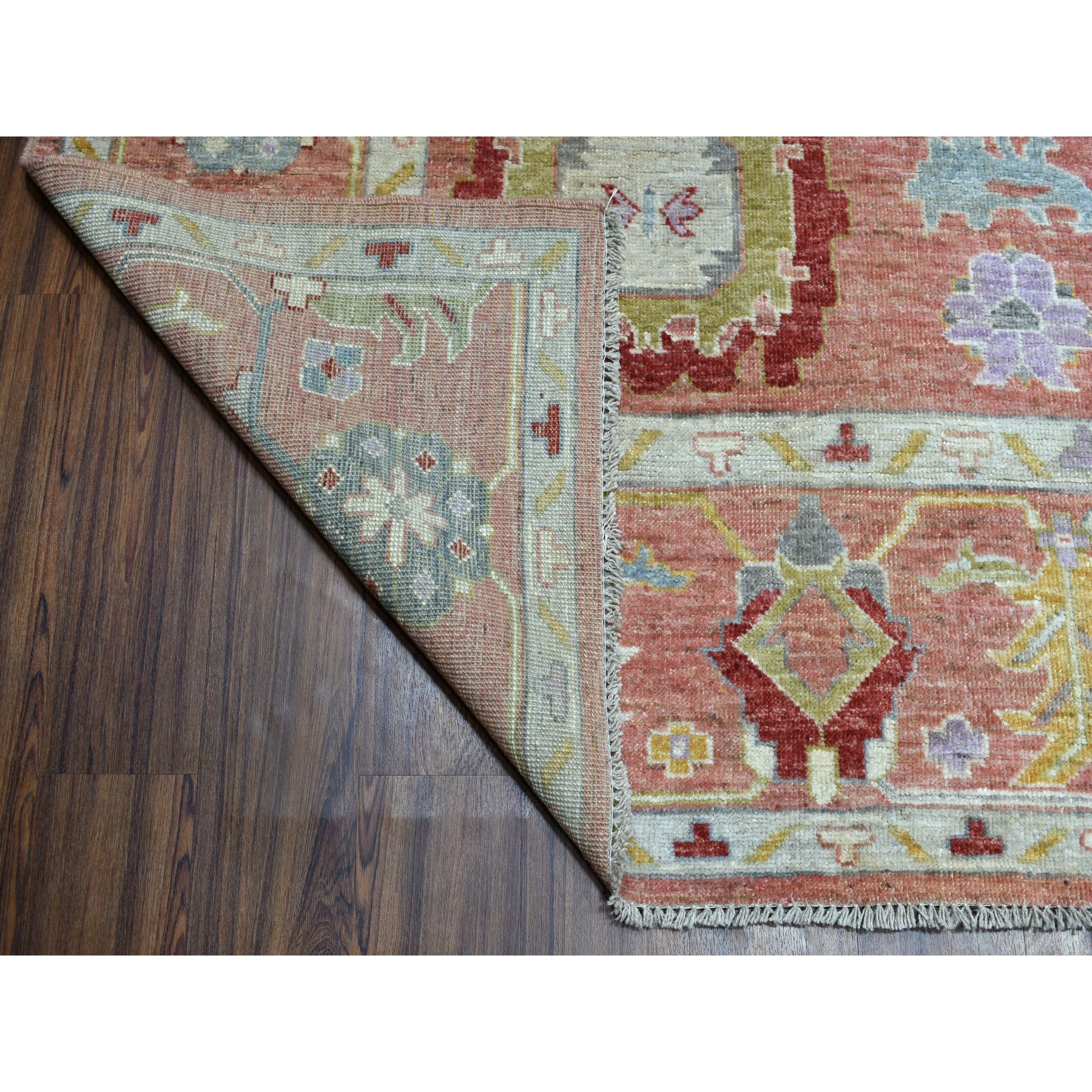 8'10"x11' Coral Angora Oushak Pure Wool Hand Knotted Oriental Rug