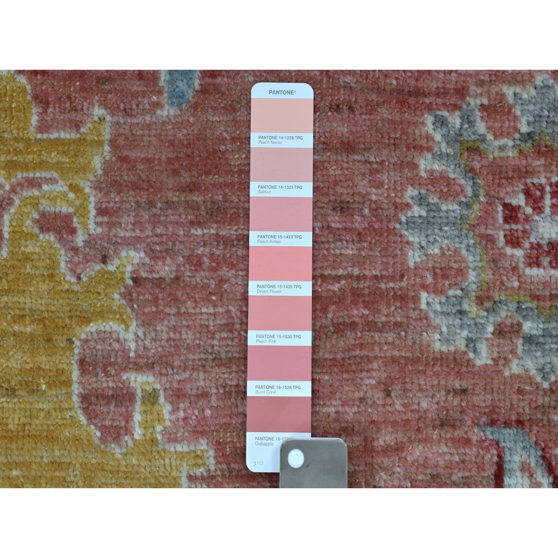 8'10"x11' Coral Angora Oushak Pure Wool Hand Knotted Oriental Rug