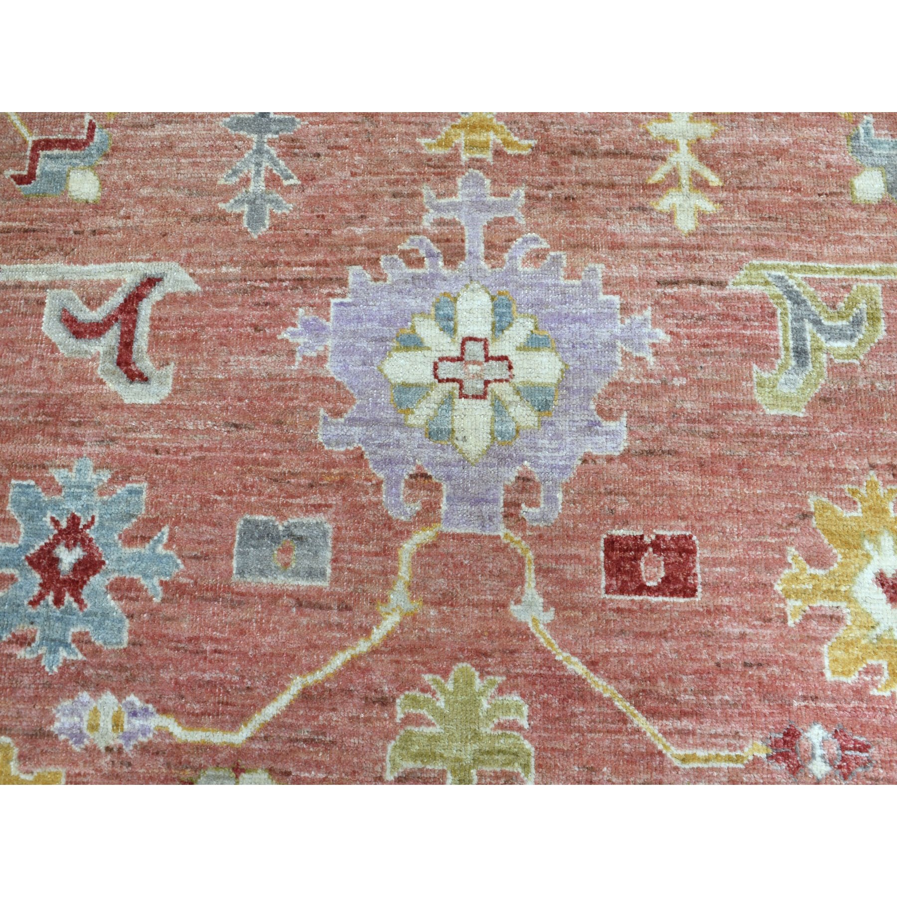 8'10"x11' Coral Angora Oushak Pure Wool Hand Knotted Oriental Rug