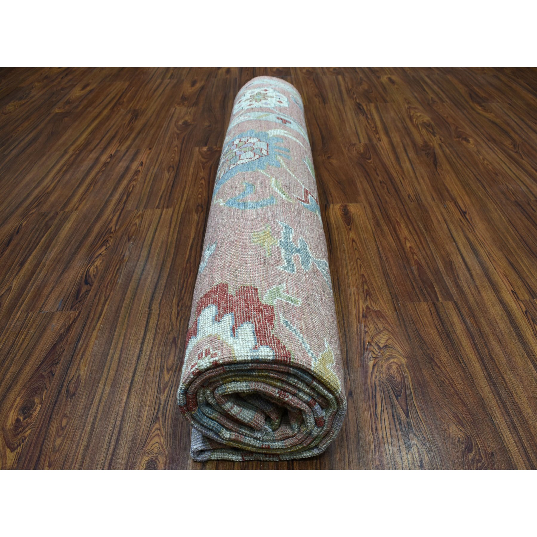 8'10"x11' Coral Angora Oushak Pure Wool Hand Knotted Oriental Rug