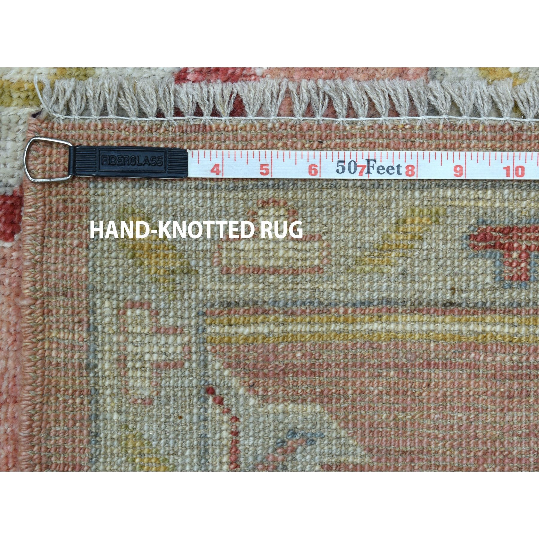 8'10"x11' Coral Angora Oushak Pure Wool Hand Knotted Oriental Rug
