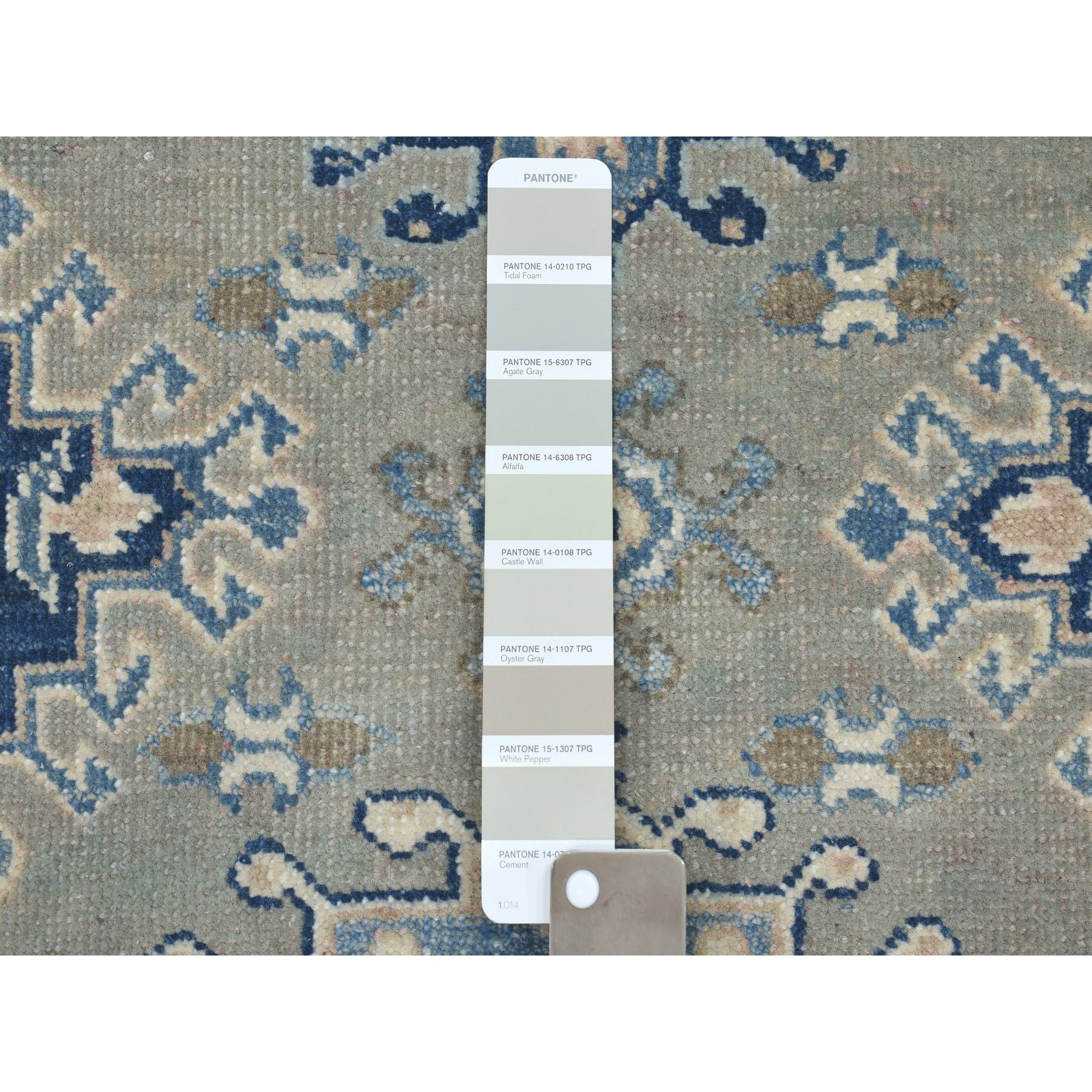 8'10"x11'5" Gray Vintage Look Kazak Geometric Design Pure Wool Hand Knotted Oriental Rug