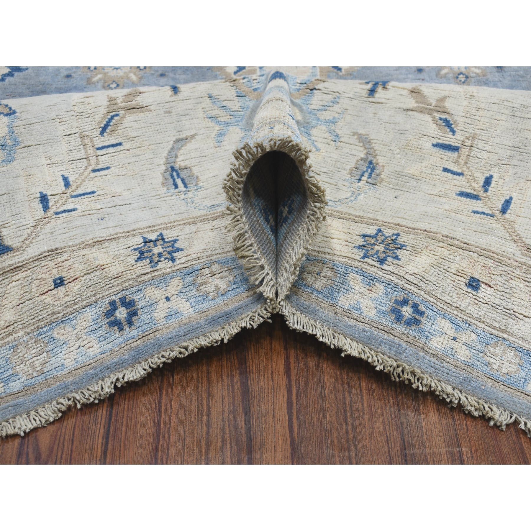 8-10 x12-3  Gray Vintage Look Kazak Geometric Design Pure Wool Hand Knotted Oriental Rug 