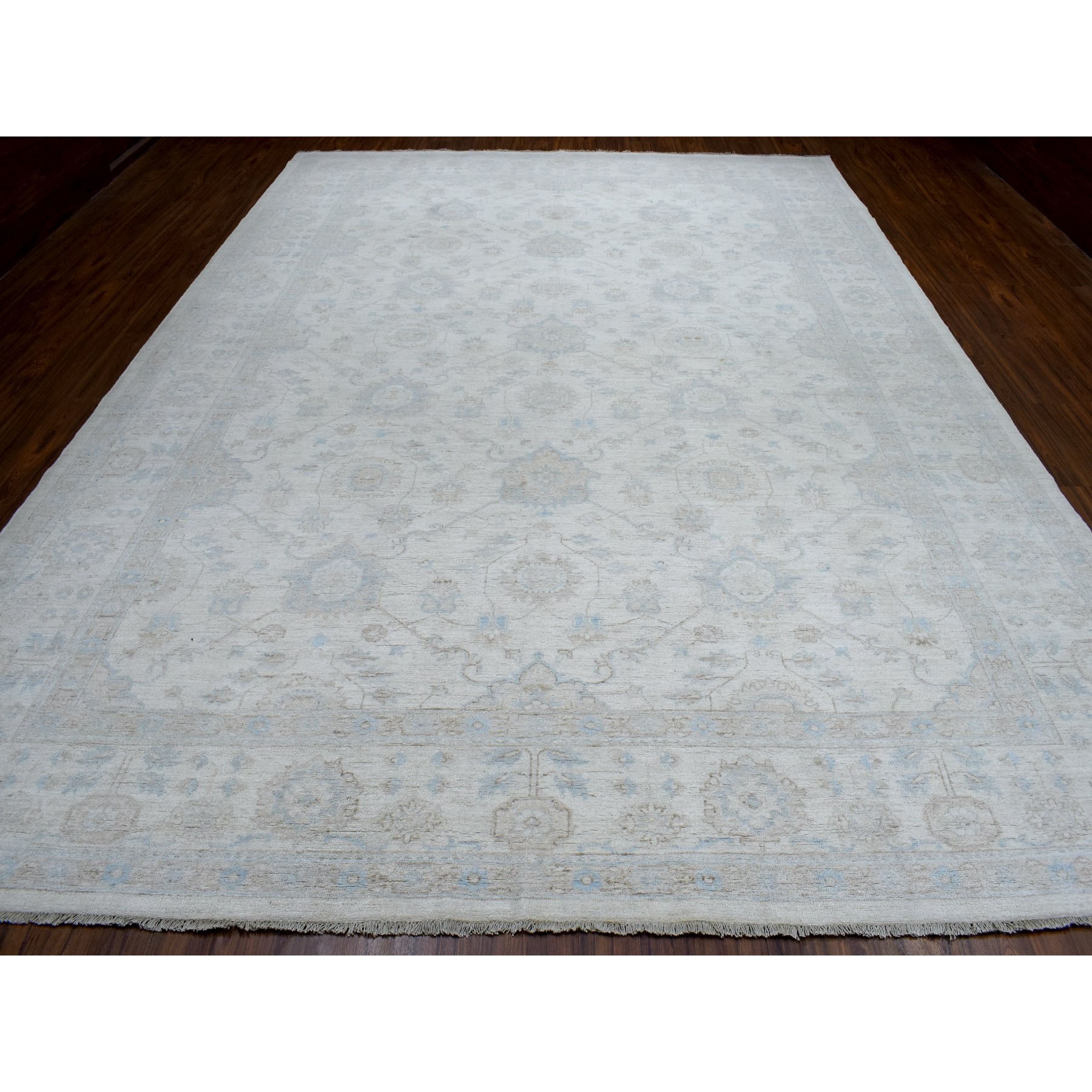 10-1 x14- White Wash Peshawar Pure Wool Hand Knotted Oriental Rug 