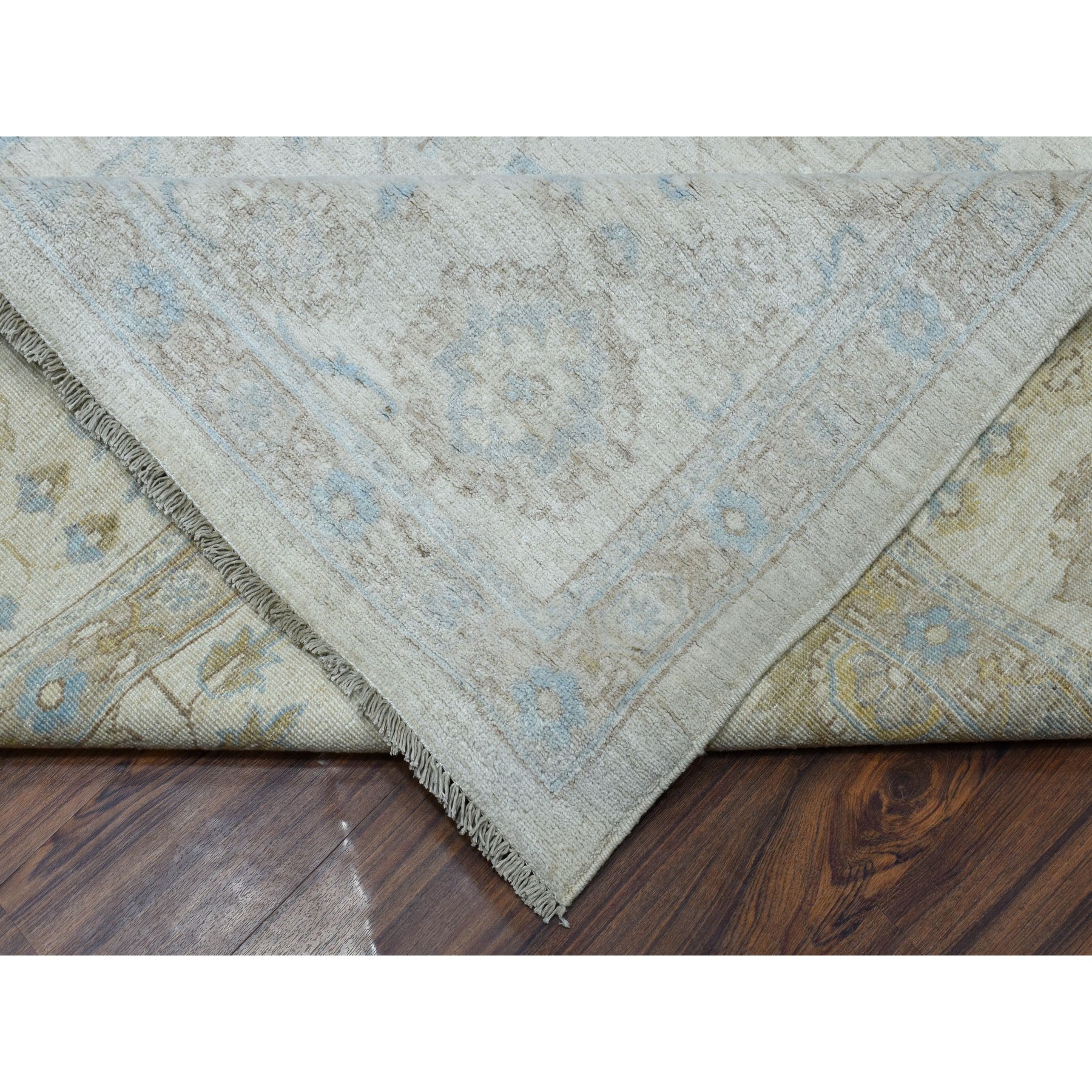 10-1 x14- White Wash Peshawar Pure Wool Hand Knotted Oriental Rug 