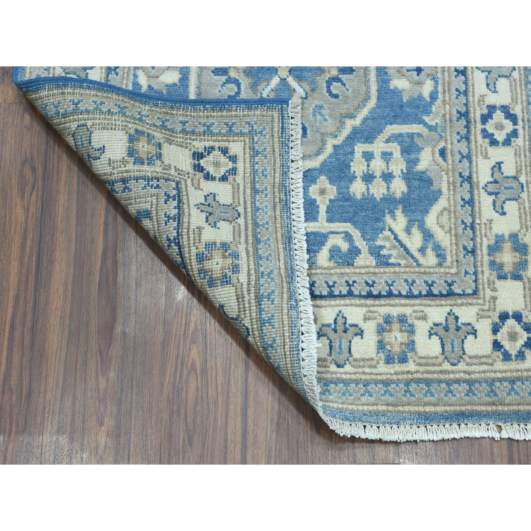 2-7 x18-5  Vintage Look Kazak Geometric Design Blue XL Runner Pure Wool Hand Knotted Oriental Rug 