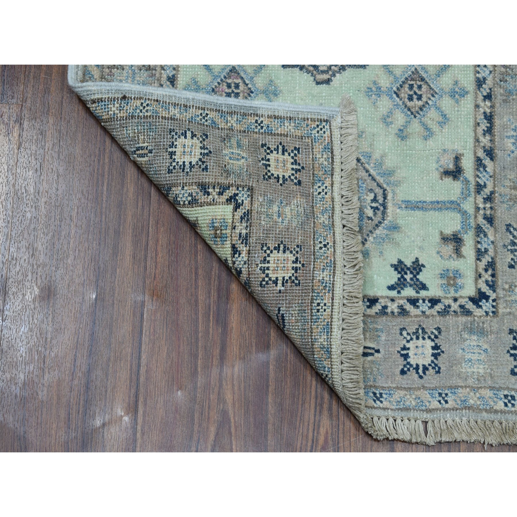 2-x2-10  Colorful Green Fusion Kazak Pure Wool Hand Knotted Oriental Rug 