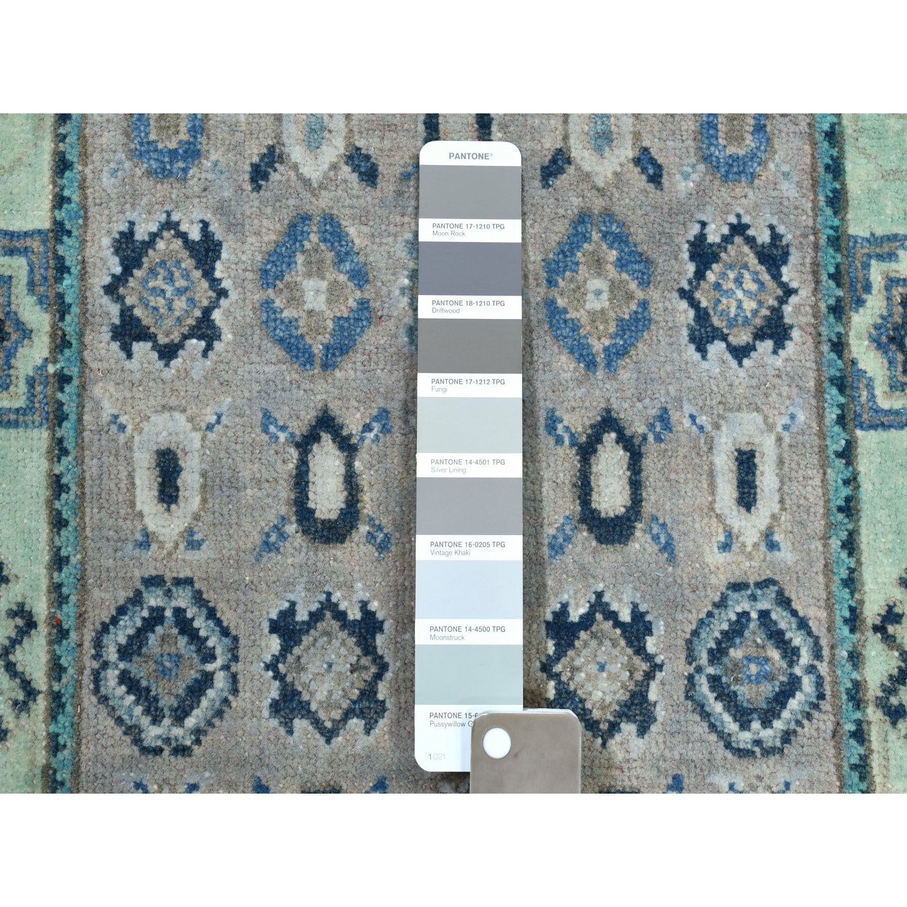 2-x2-10  Colorful Gray Fusion Kazak Pure Wool Geometric Design Hand Knotted Oriental Rug 
