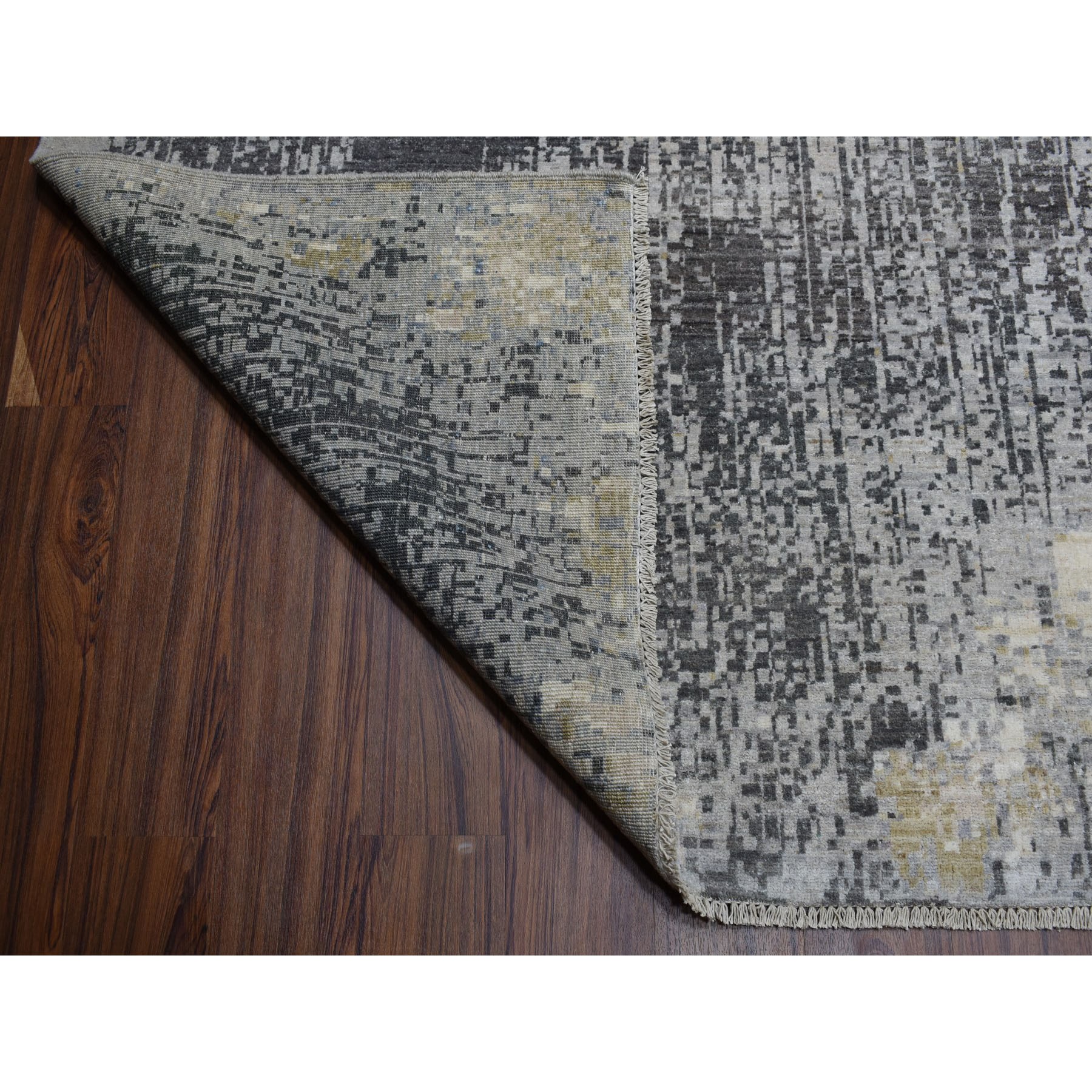 10-2 x13-10  Gray Pure Wool Abstract Design Hand Knotted Oriental Rug 