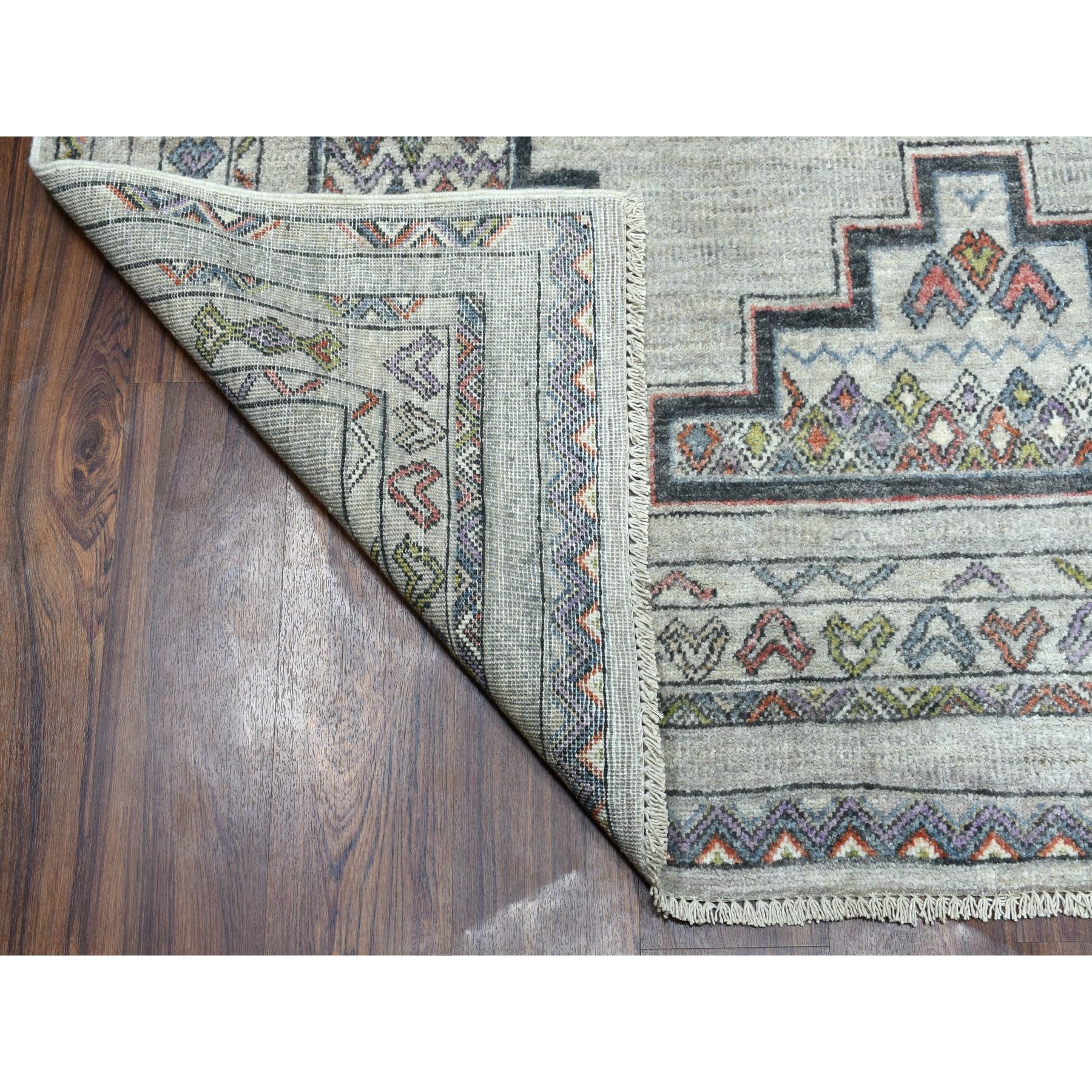 6-x8-10  Peshawar With Berber Motifs,Pop Of Color Pure Wool Hand Knotted Oriental Rug 